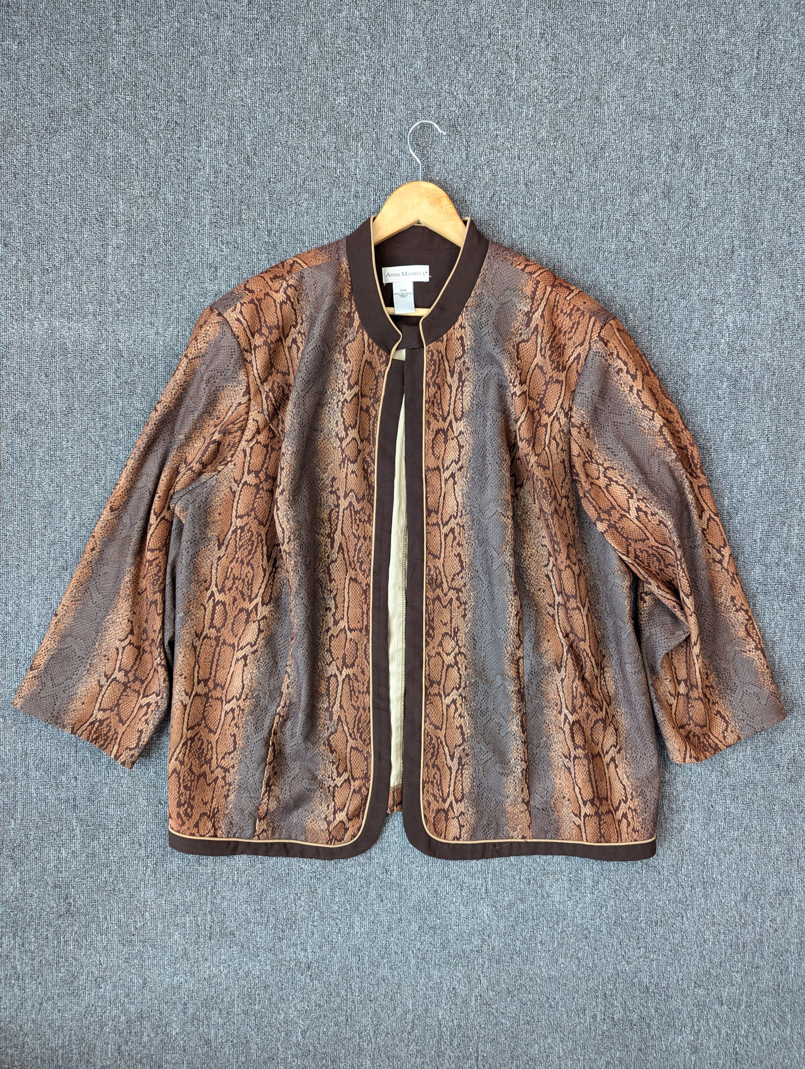 Vintage Vintage Anna Maxwell Snake Printed Kimono Cardigan Jacket Size 4XL / US 24-26 - 1 Thumbnail