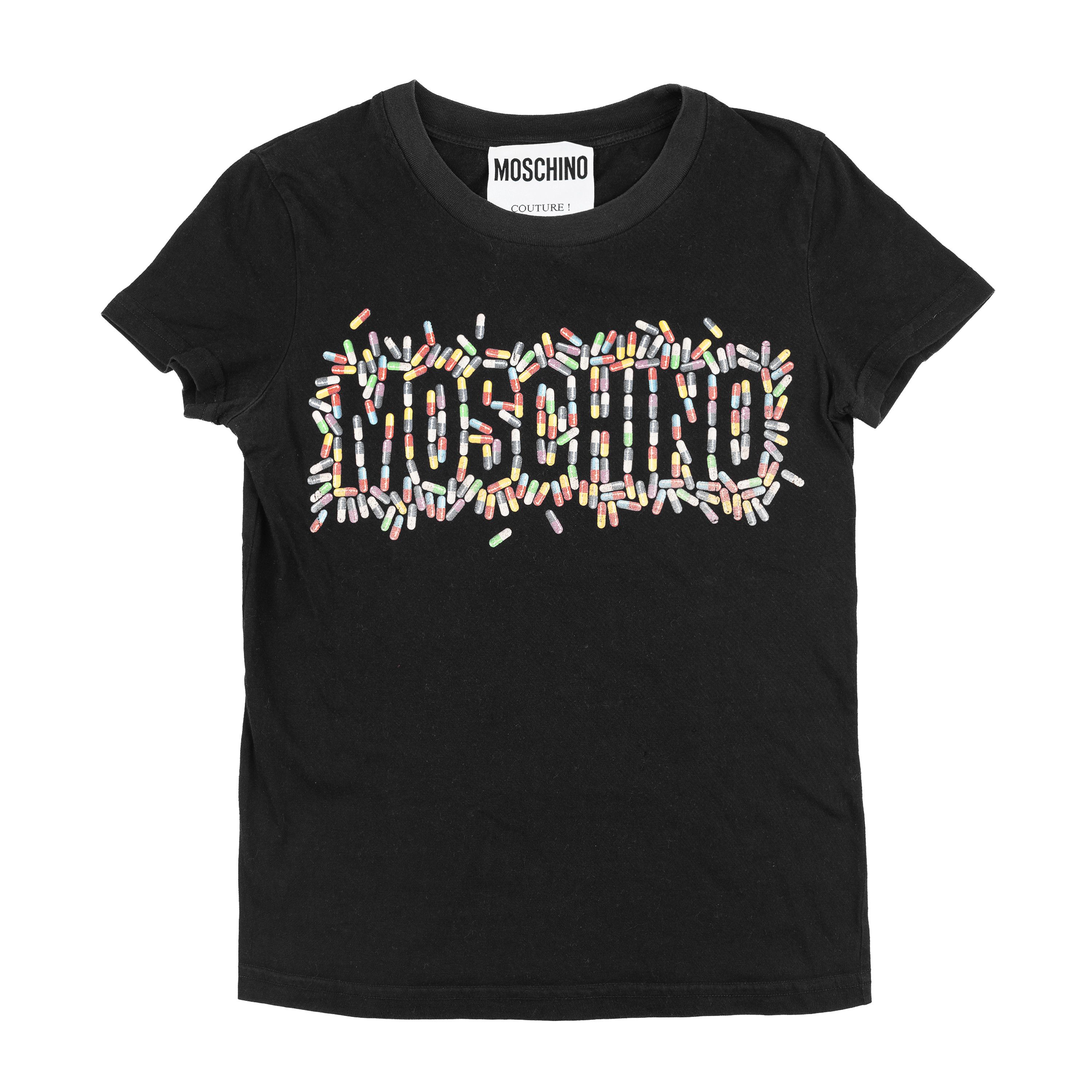 Moschino Moschino Pills Print Black T-Shirt Size XS / US 0-2 / IT 36-38 - 1 Thumbnail