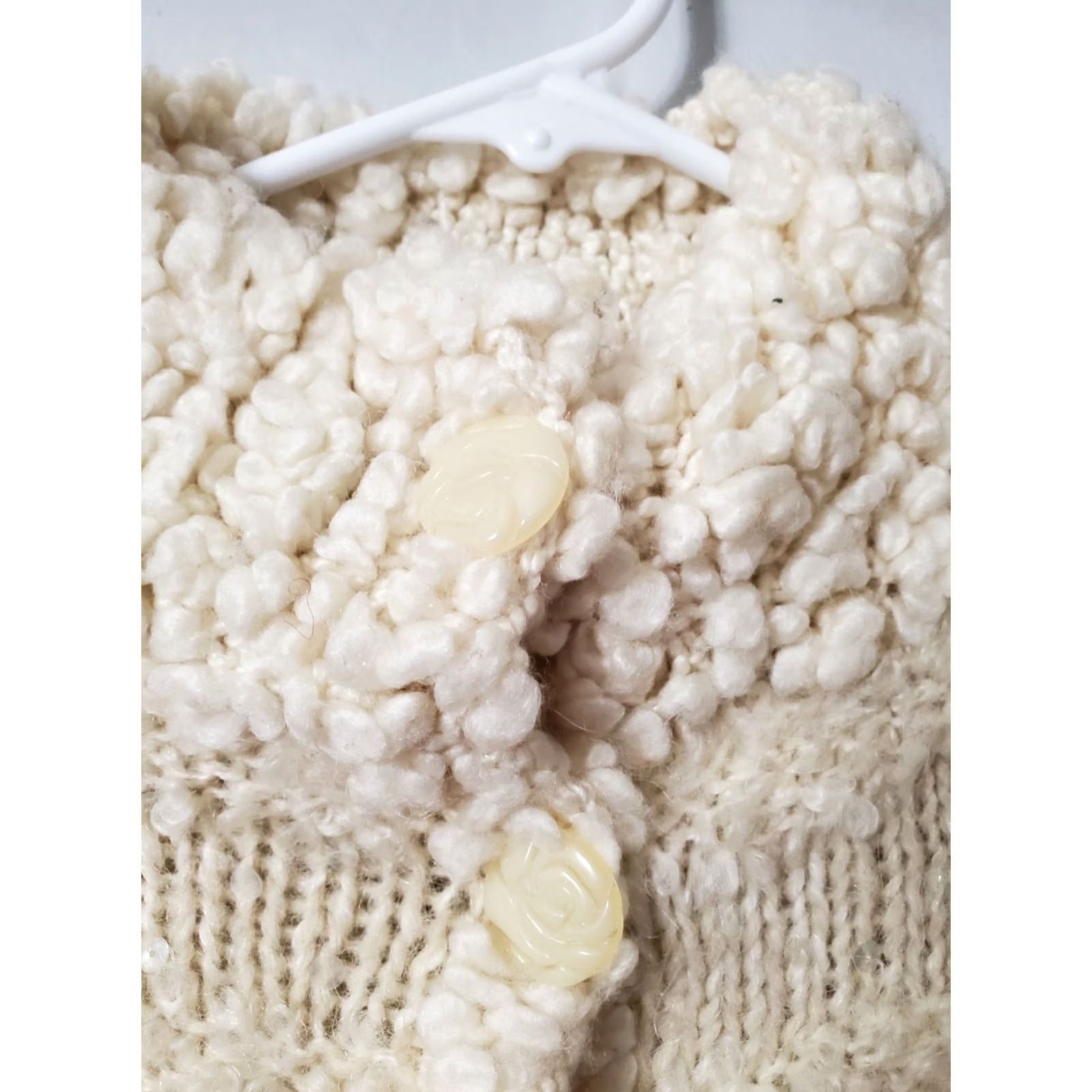 Anthropologie VINTAGE Anthropologie Sweater Cardigan Women XS Ivory Solid High Neck Long Sleeve Button Up Cozy Winter Fall Holiday Size XS / US 0-2 / IT 36-38 - 4 Thumbnail
