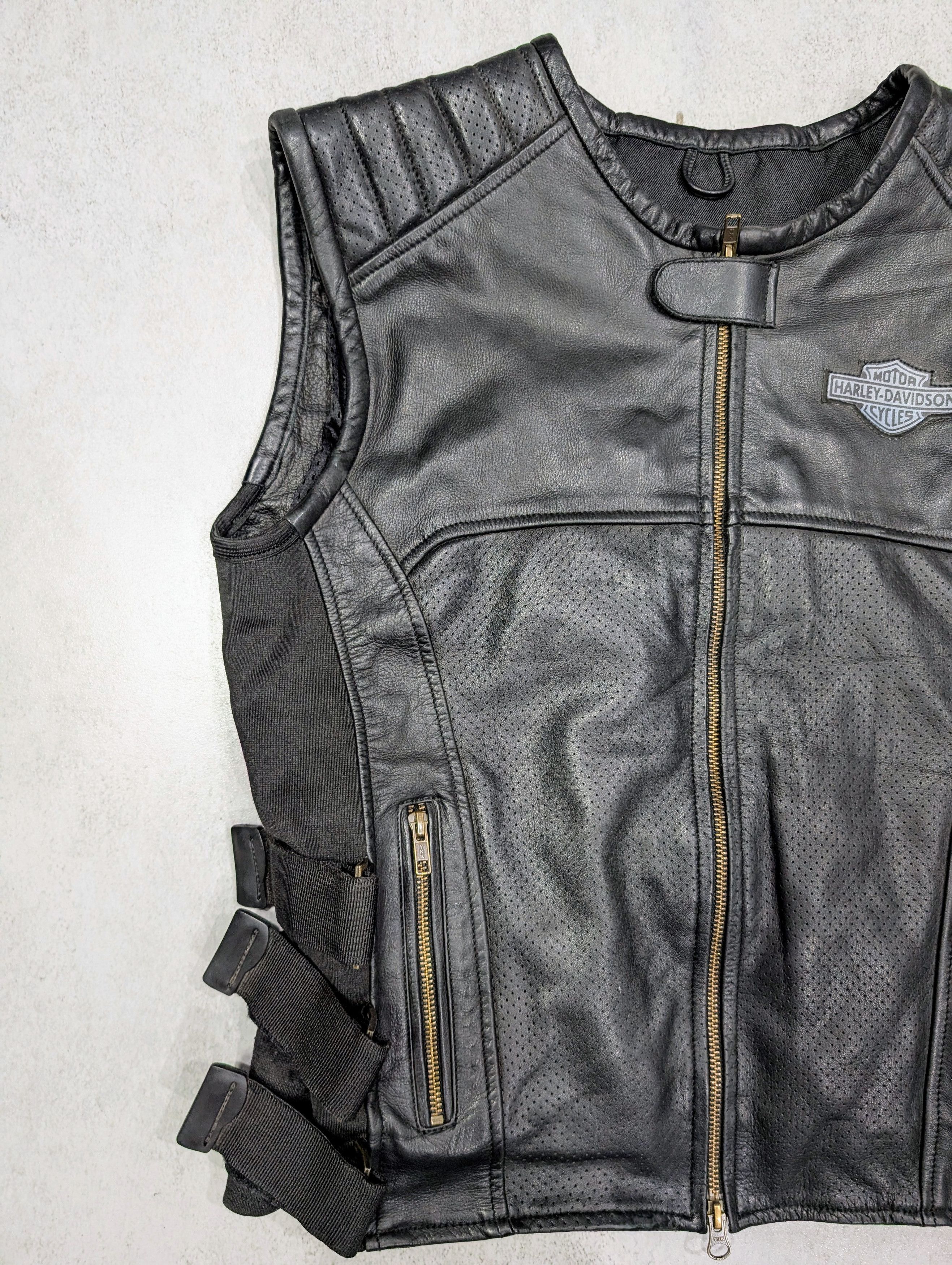 Harley Davidson 💥 Harley-Davidson Classic Leather Vest Vintage Retro Size US M / EU 48-50 / 2 - 2 Thumbnail
