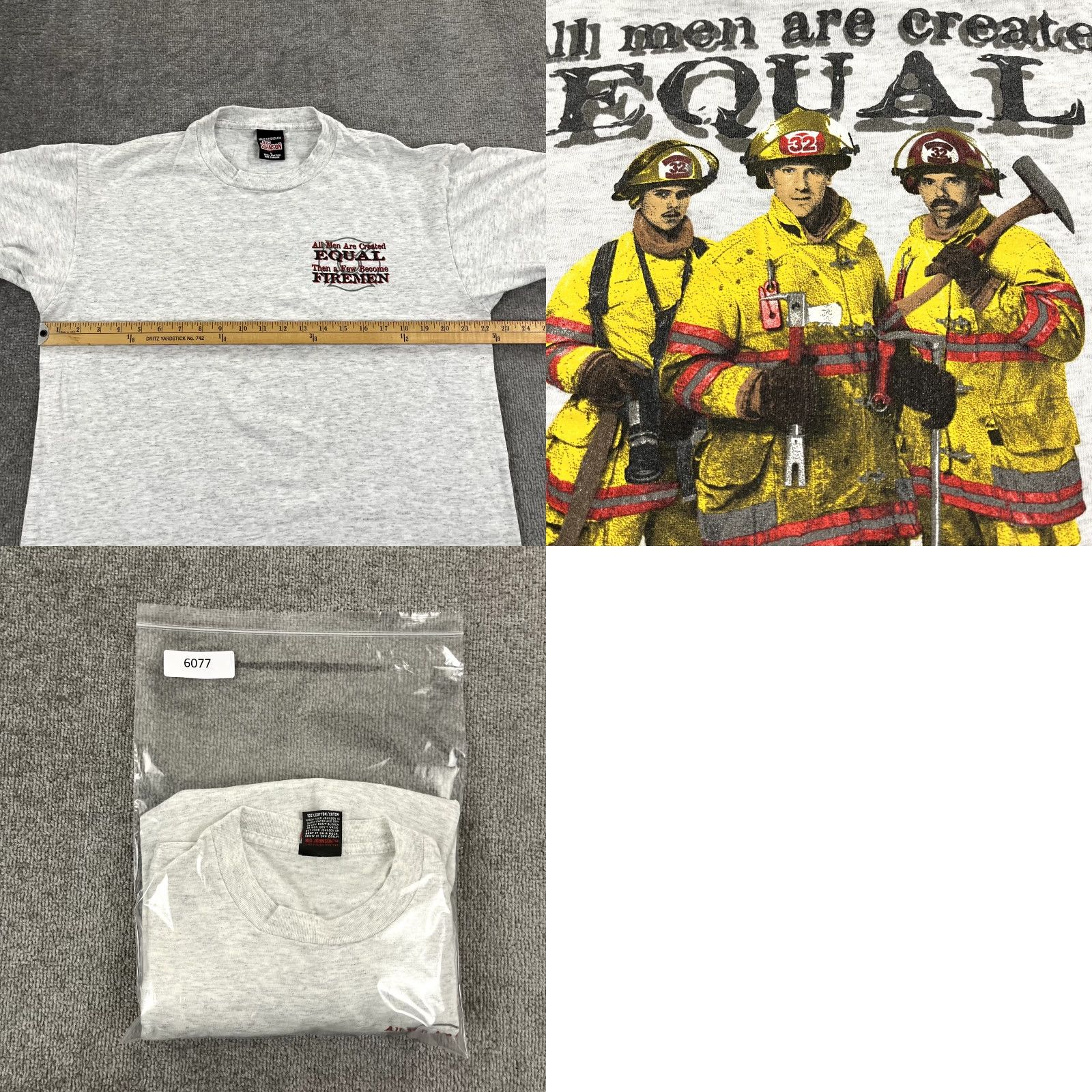 Big John VINTAGE Big Johnson Firefighters T-Shirt Men Large Gray Graphic Flame Fire Service 90s USA Size US L / EU 52-54 / 3 - 8 Thumbnail