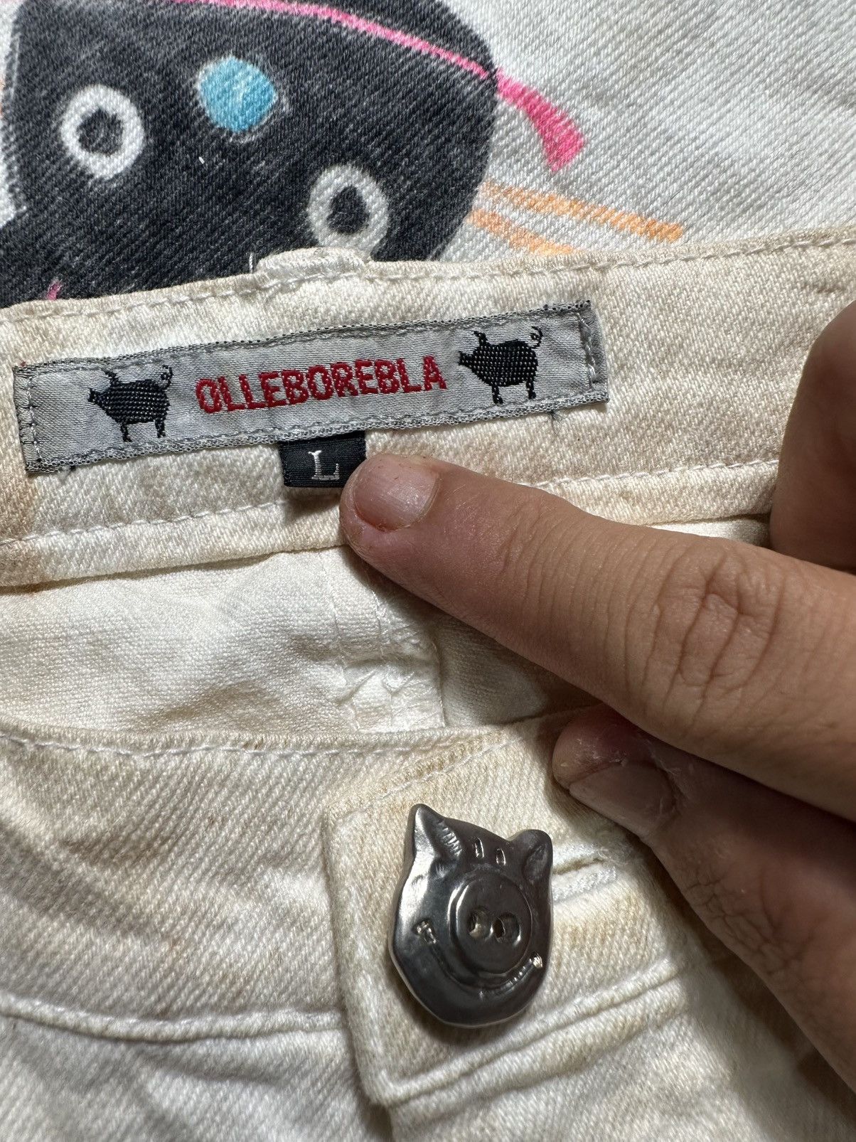 Japanese Brand Olleborebla Hand Painted Denim Pants 🎨 Size US 32 / EU 48 - 6 Thumbnail