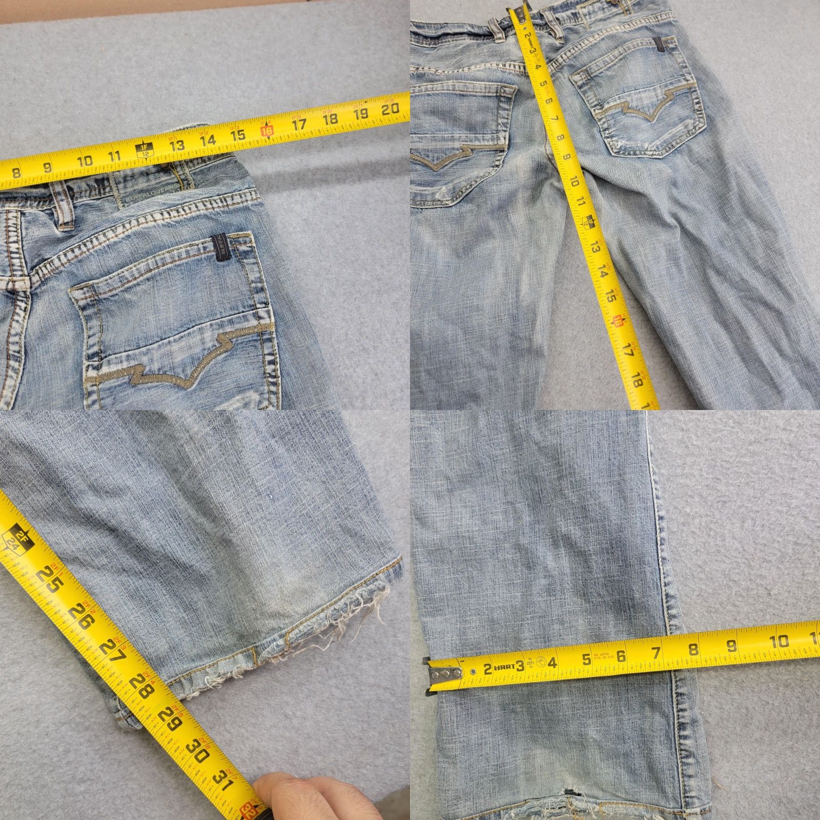 Buffalo David Bitton Buffalo David Bitton Jeans Mens 29x32 Light Wash King Button Fly Distressed Denim Straight Jeans Mens 29x32 Blue Distressed King Size US 29 - 8 Thumbnail