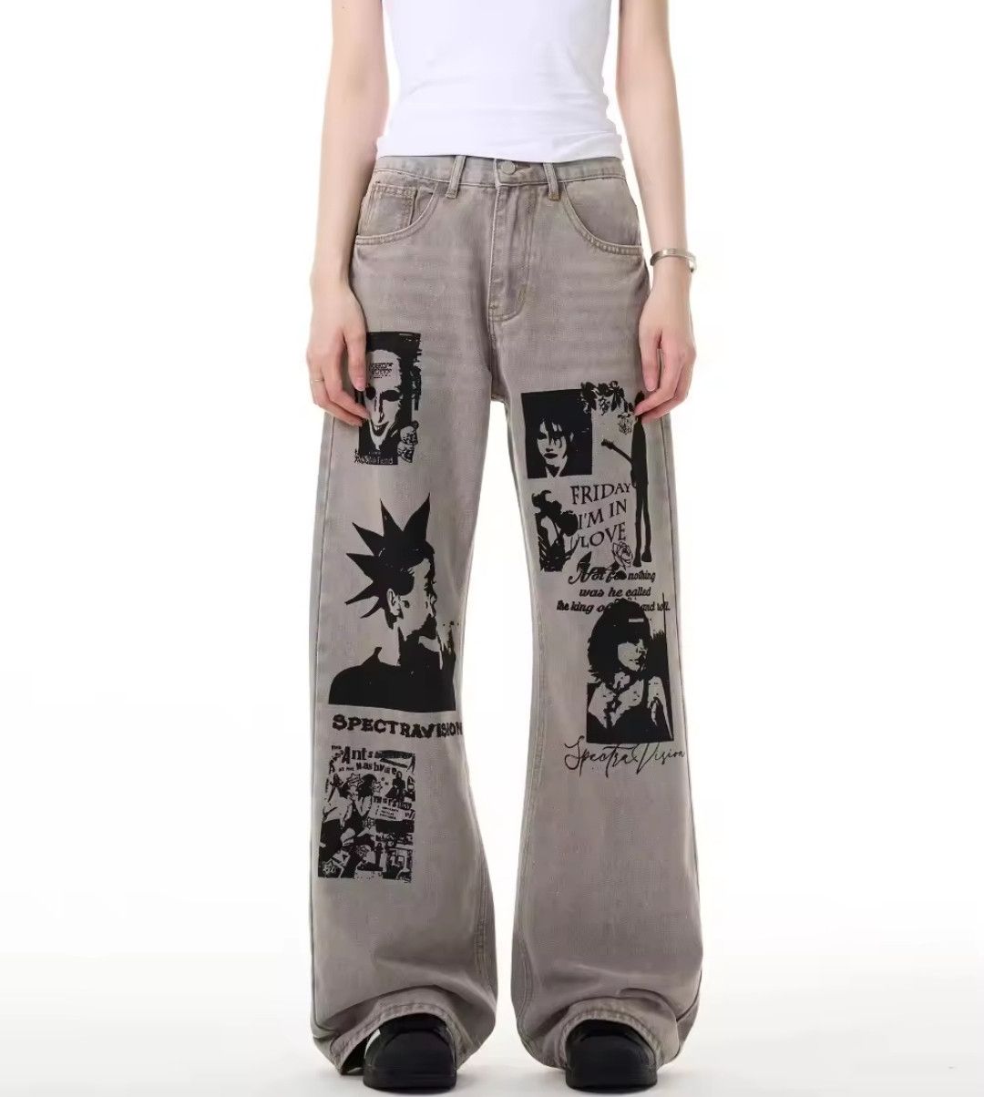 Japanese Brand × Jean Earth Color Print Style Loose Jeans Daily Size US 29 - 3 Thumbnail