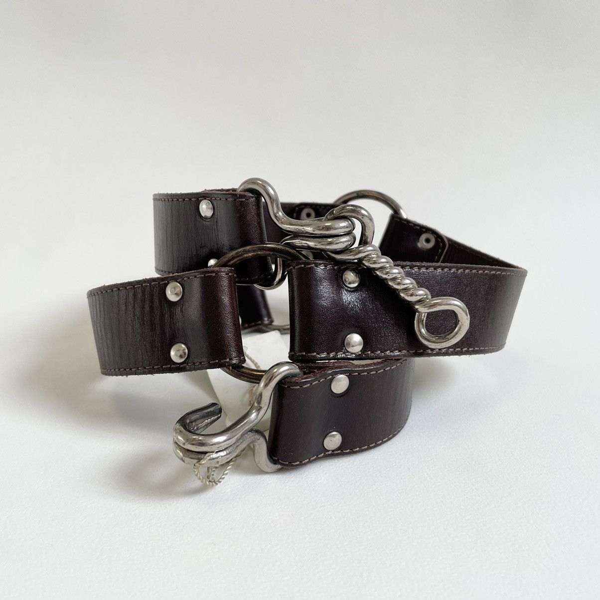 Maison Margiela A/W 06 Brown Leather ‘Bondage Belt’ Size 34 - 2 Thumbnail