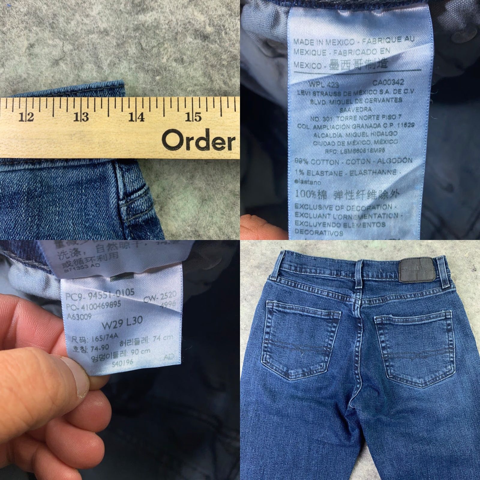 CO Signature Levi Strauss & Co. Mens Jeans 28x28 Blue Athletic Stretch Denim 5-Pocket Regular Fit Size US 29 - 8 Thumbnail