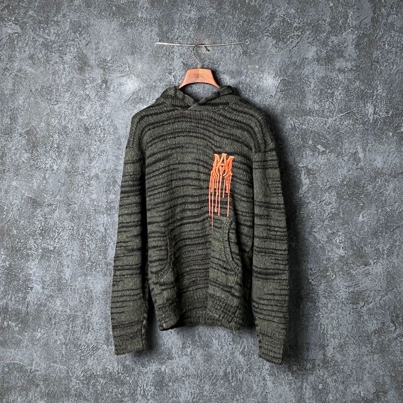 Amiri Letter Embroidered Hooded Knit Sweater