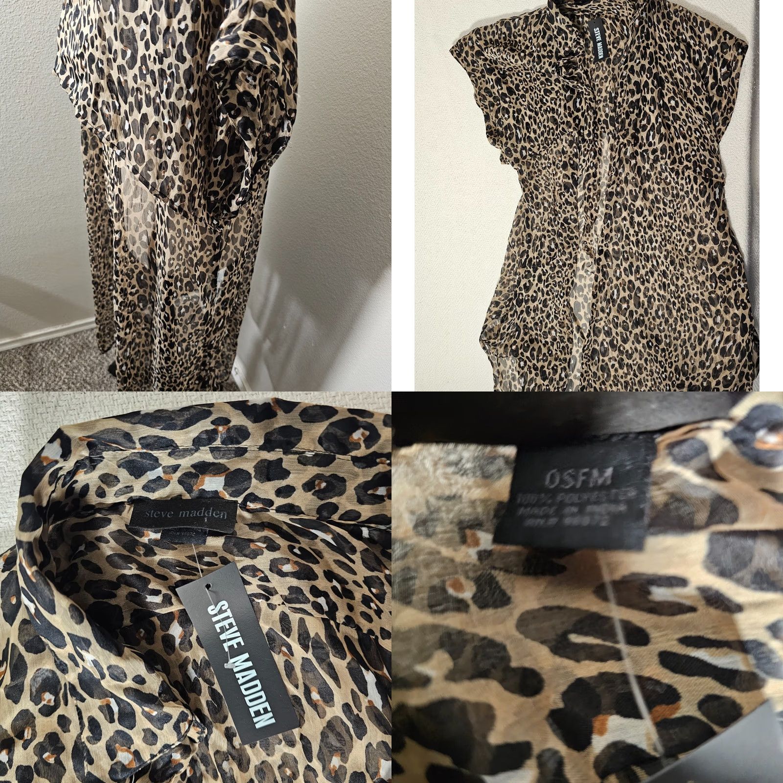 Steve Madden Steve Madden Cardigan Sweater Wool Knit Leopard Cheetah Women’s OSFM Kimono Sleeve Open Neck Multicolor Size ONE SIZE - 8 Thumbnail