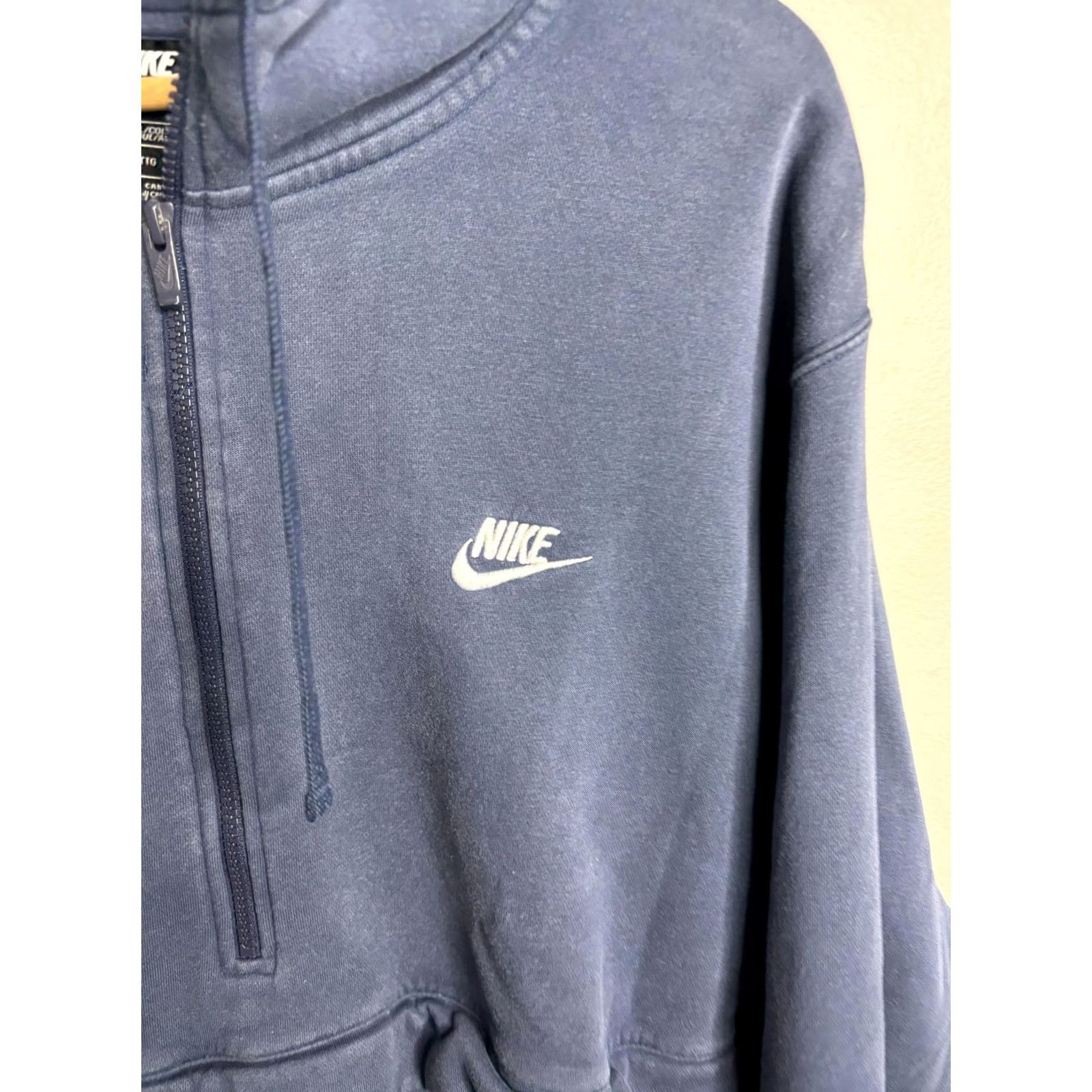 Nike Nike Hoodie Mens 2XL Blue 1/2 Zip Swoosh Logo Kangaroo Pocket Pullover Fleece Sweatshirt Tall Size US XXL / EU 58 / 5 - 3 Thumbnail