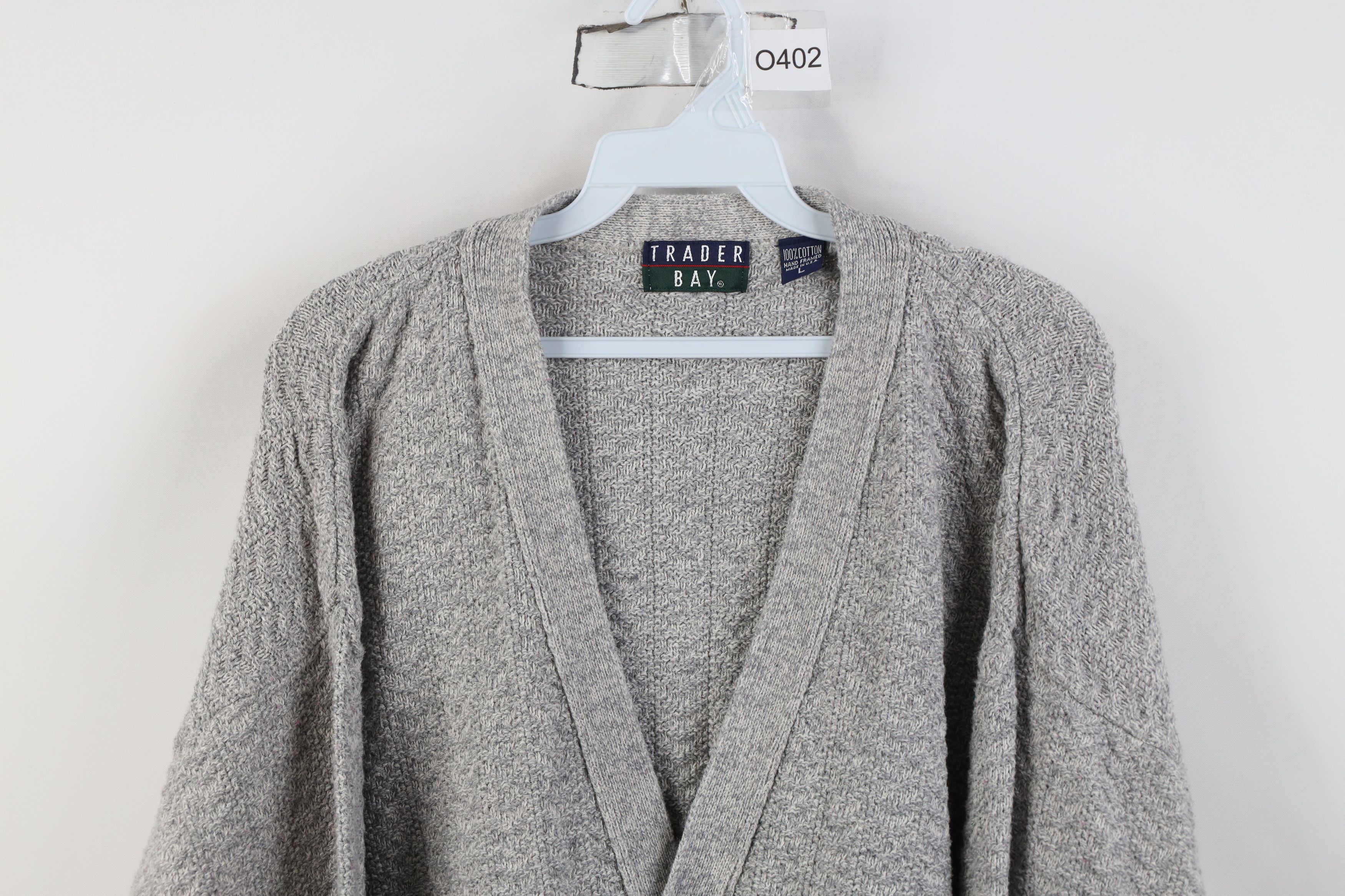 Vintage Vintage 90s Streetwear Cotton Knit Cardigan Sweater Gray USA Size US L / EU 52-54 / 3 - 2 Thumbnail