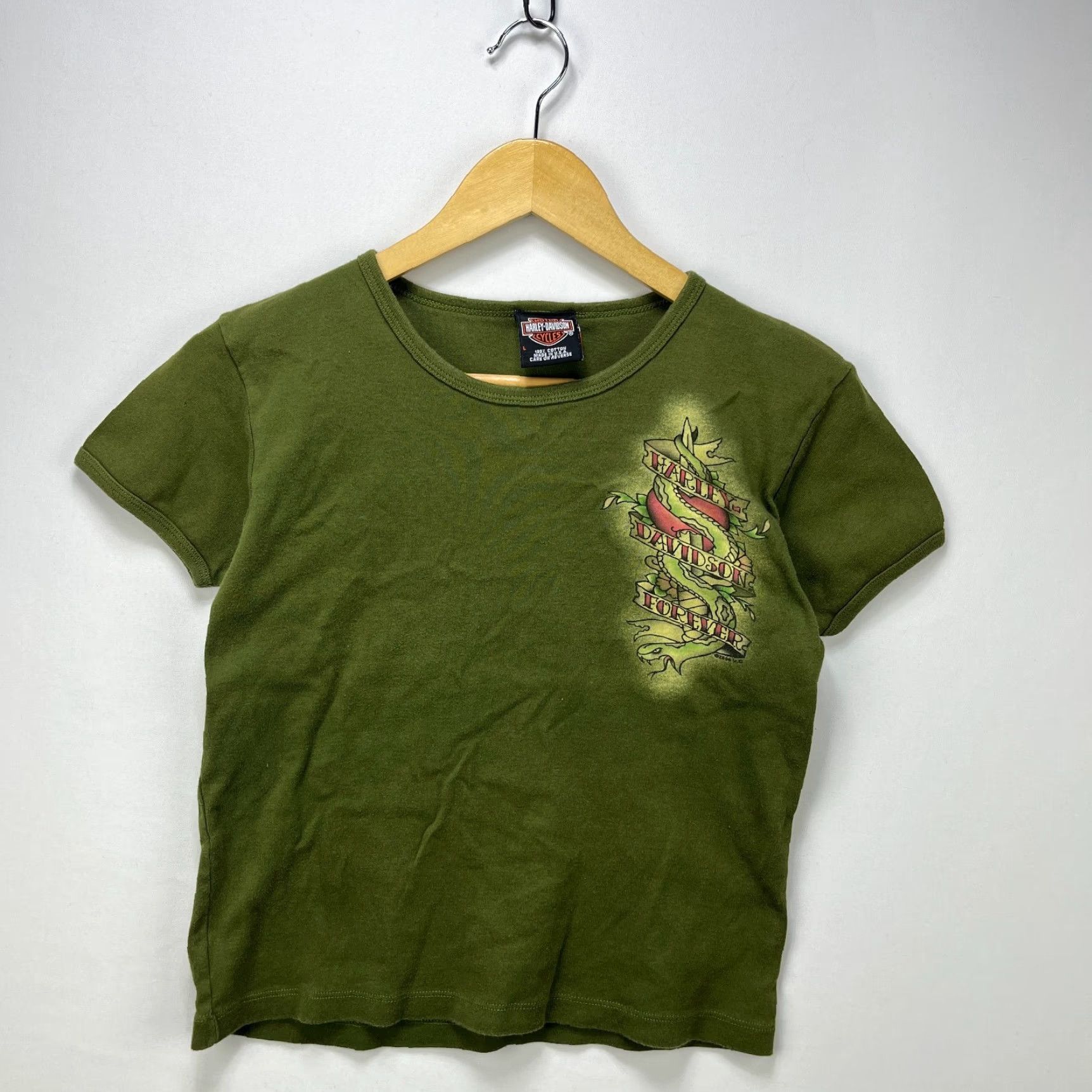 Harley Davidson VINTAGE Harley-Davidson T-Shirt Womens Large Y2K Slim Tight Fit Size L / US 10 / IT 46 - 2 Thumbnail