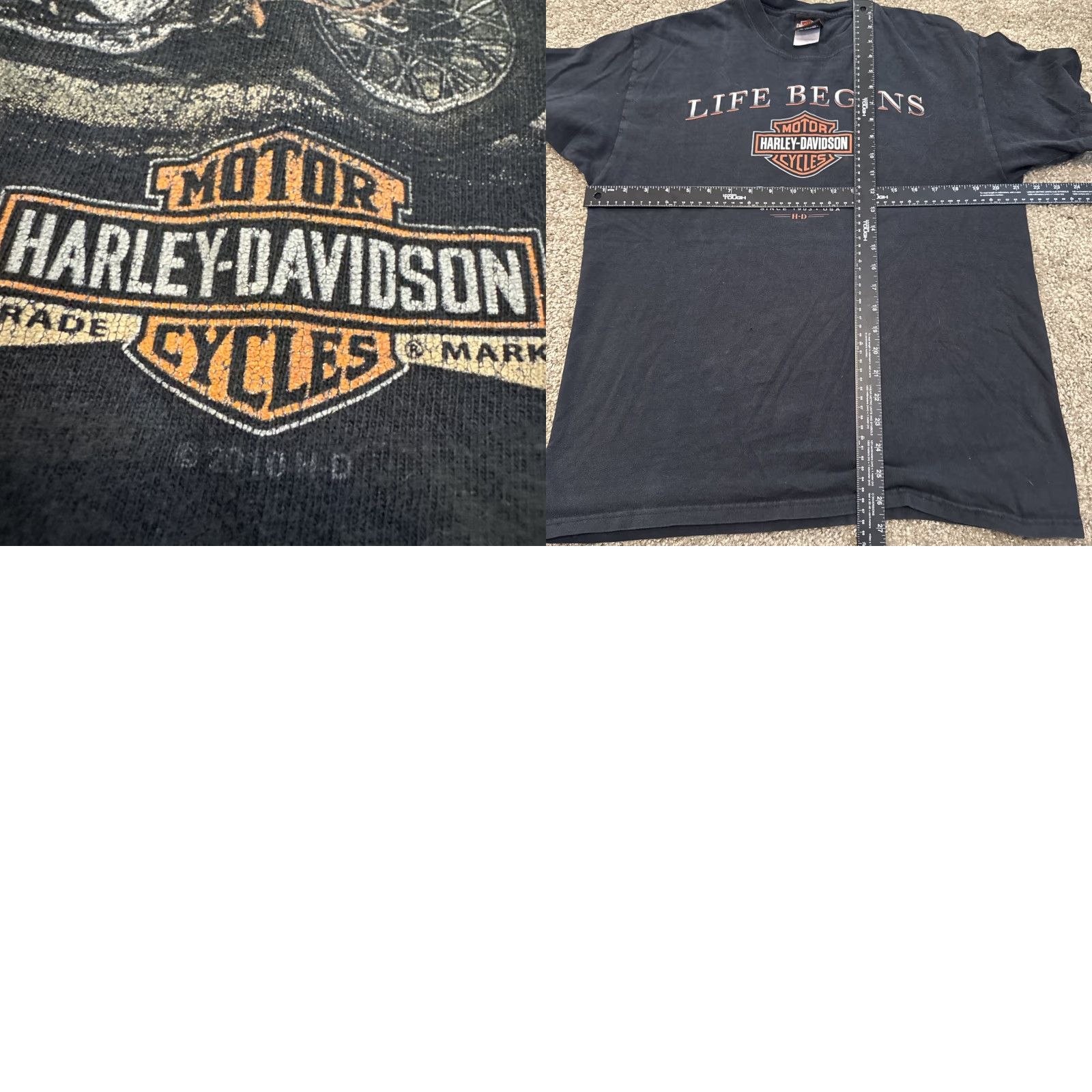 Harley Davidson VINTAGE Harley-Davidson Life Begins When You Get One T-Shirt Large Black Men L shirt Size US L / EU 52-54 / 3 - 8 Thumbnail