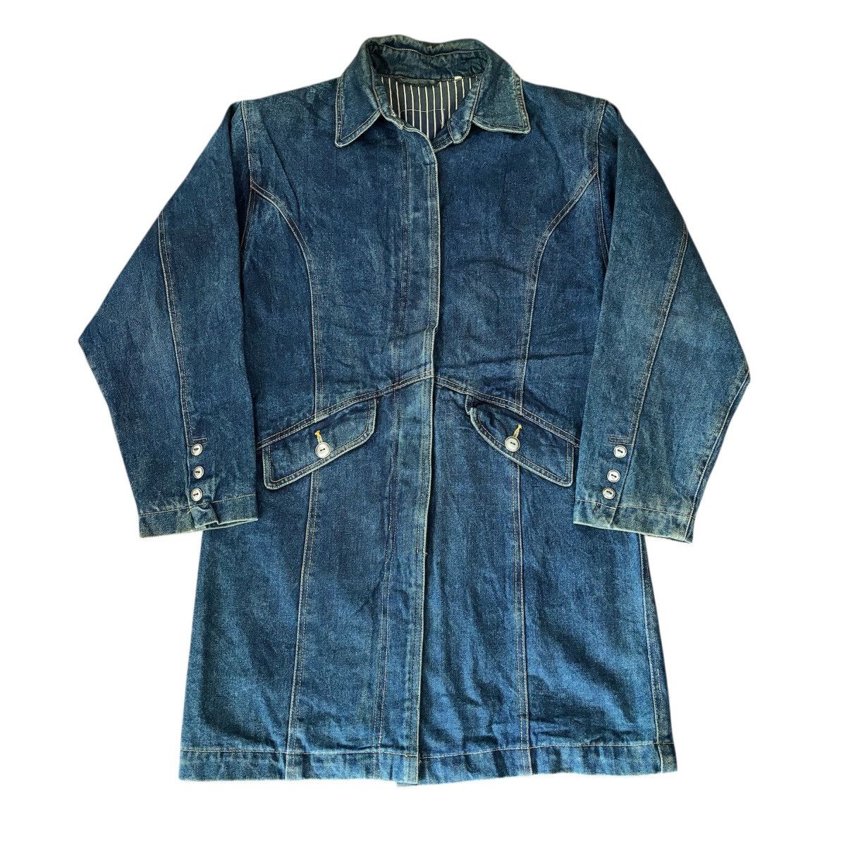 Vintage Unknown Brand Denim Long Coat Jacket Size US L / EU 52-54 / 3 - 1 Thumbnail