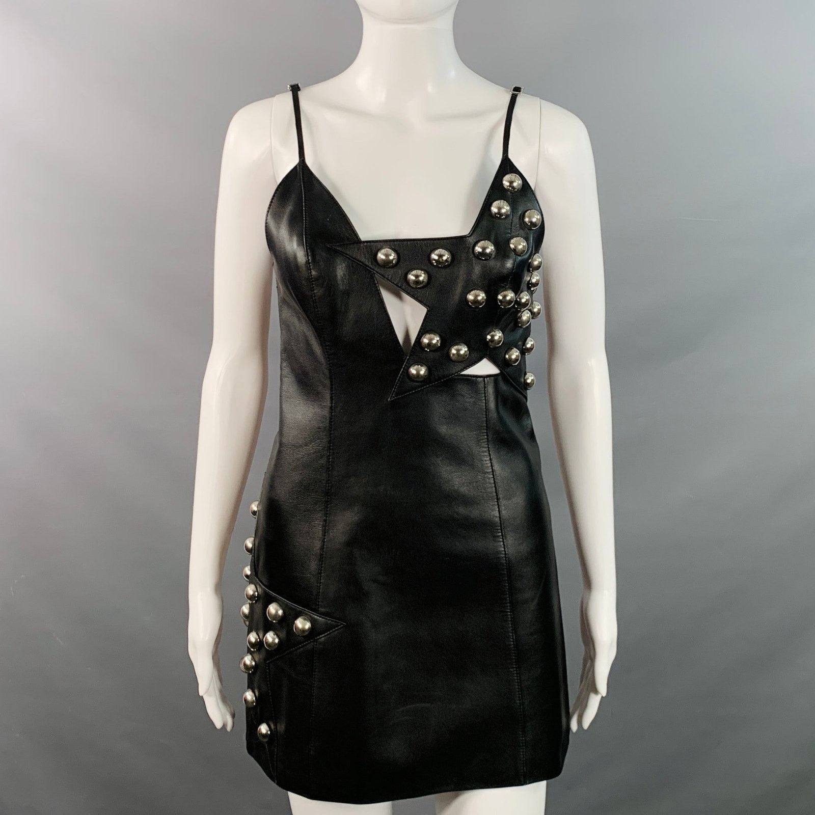 Area AREA Size S Black Silver Studded Bobble Stars Mini Dress Size XS / US 0-2 / IT 36-38 - 1 Thumbnail