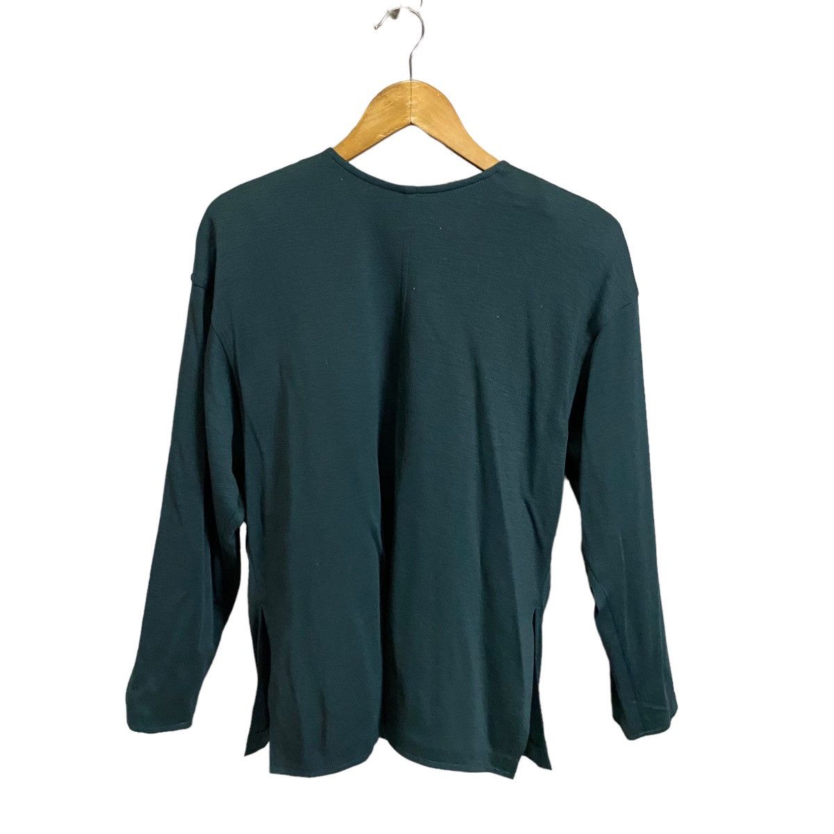 image of Vintage Givenchy Life Wool Blouse Button Back in Green, Women's (Size Large)