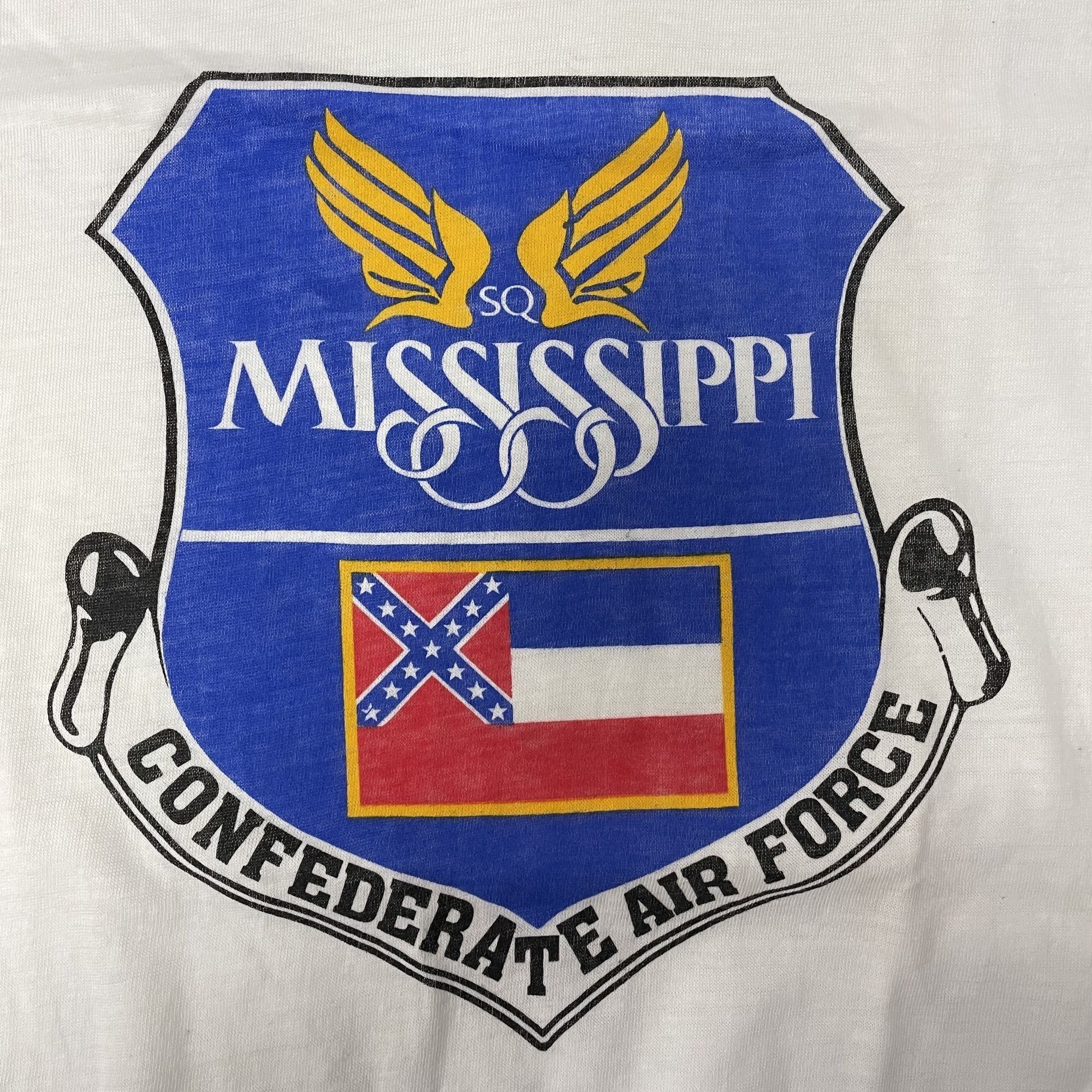 Other Vtg Screen Stars MISSISSIPPI CONFEDERATE Air Force Ringer Size US L / EU 52-54 / 3 - 4 Thumbnail