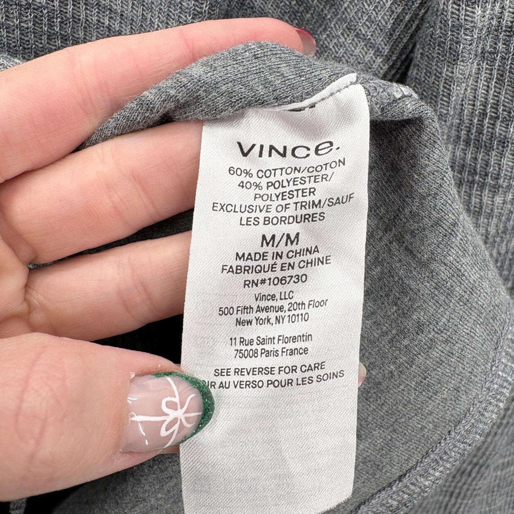 Vince Vince Sweater Mens Medium Gray Waffle Knit Crewneck Long Sleeve Thermal Cotton Size US M / EU 48-50 / 2 - 5 Thumbnail