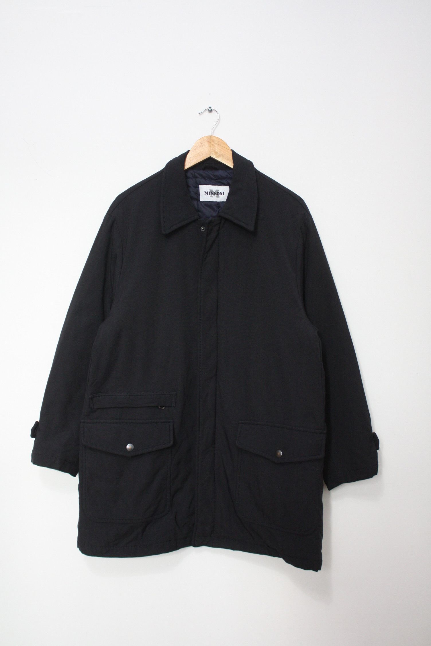 Missoni Vintage Black Heavy Coat Men's Made In Italy