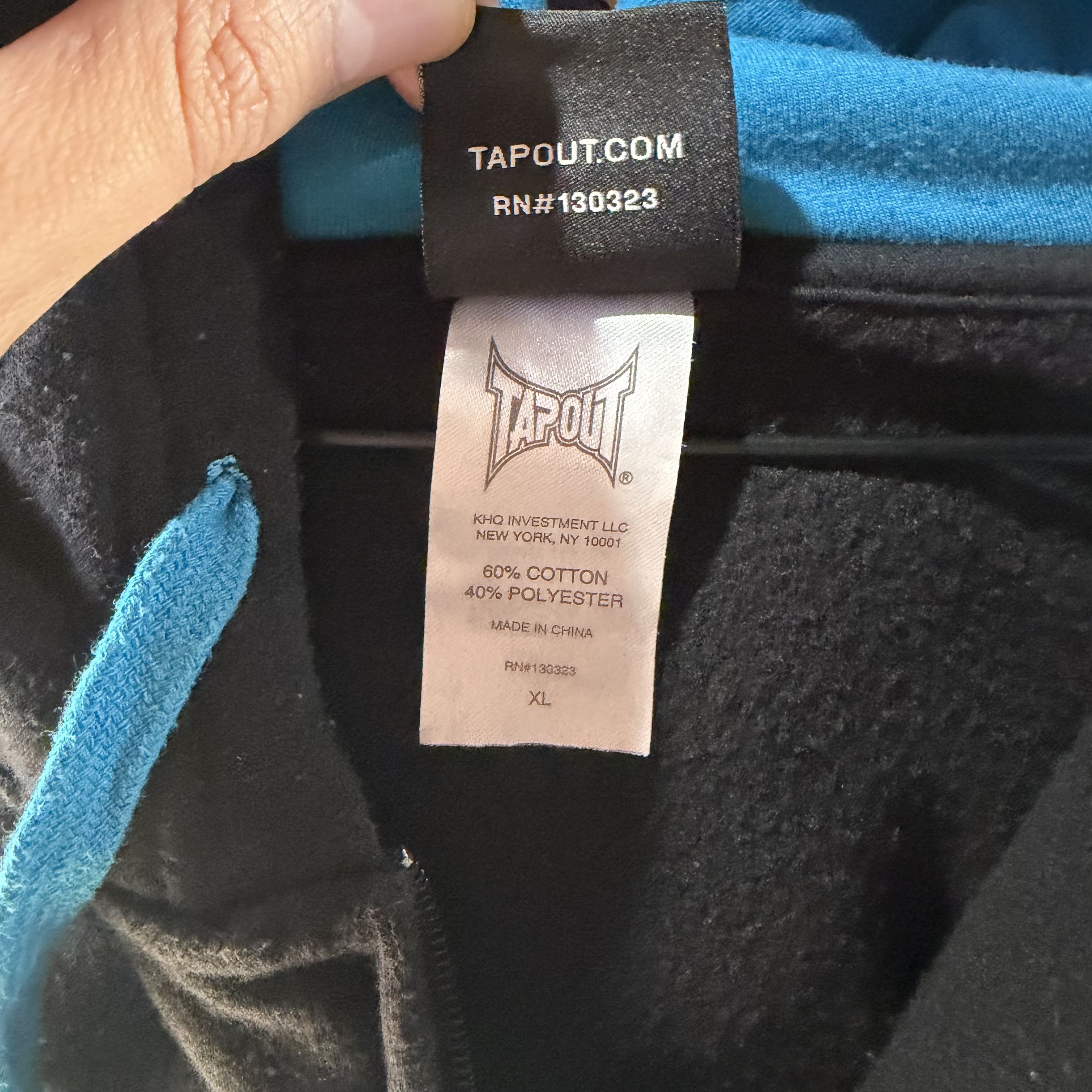 Tapout Tapout Y2K Full Zip Hoodie Jacket Mens Sz XL Black Turquoise Size US XL / EU 56 / 4 - 8 Thumbnail