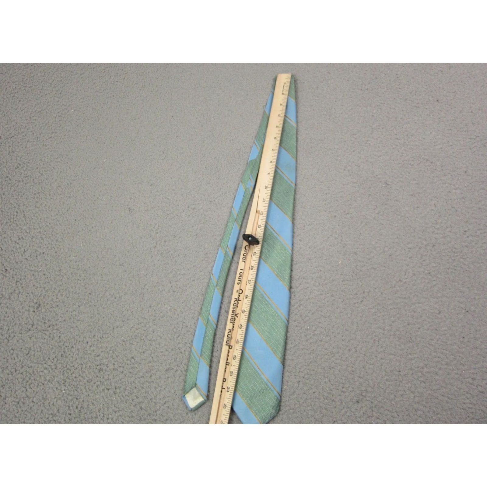 Vintage VINTAGE Towncraft Tie Blue Green Striped Mens OS Tie 60s Pennies 60s Mens Neck Tie Size ONE SIZE - 6 Thumbnail