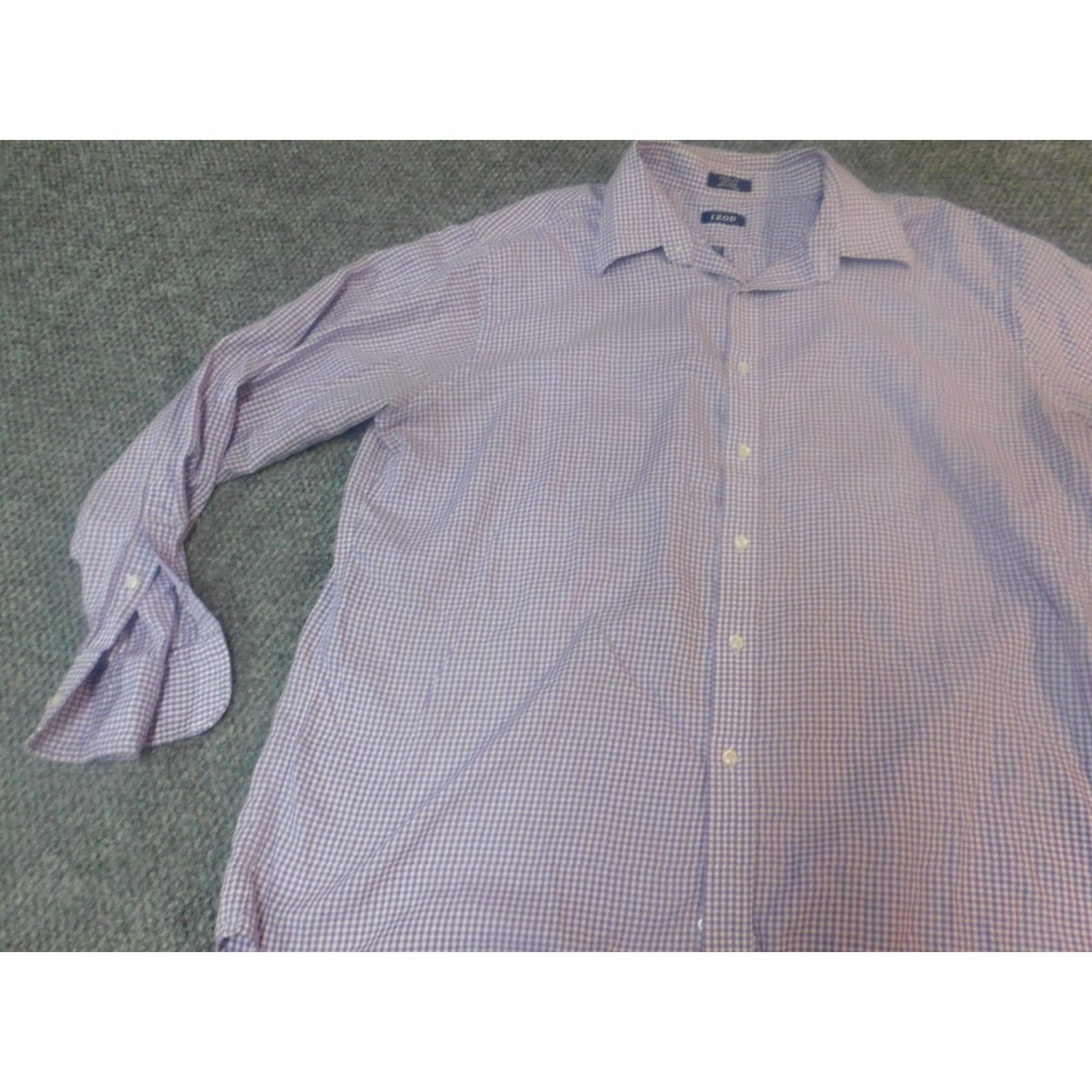 Izod IZOD Shirt Mens Regular Fit 17.5 Purple Plaid Button-Down Dress Shirt Size US XXL / EU 58 / 5 - 3 Thumbnail