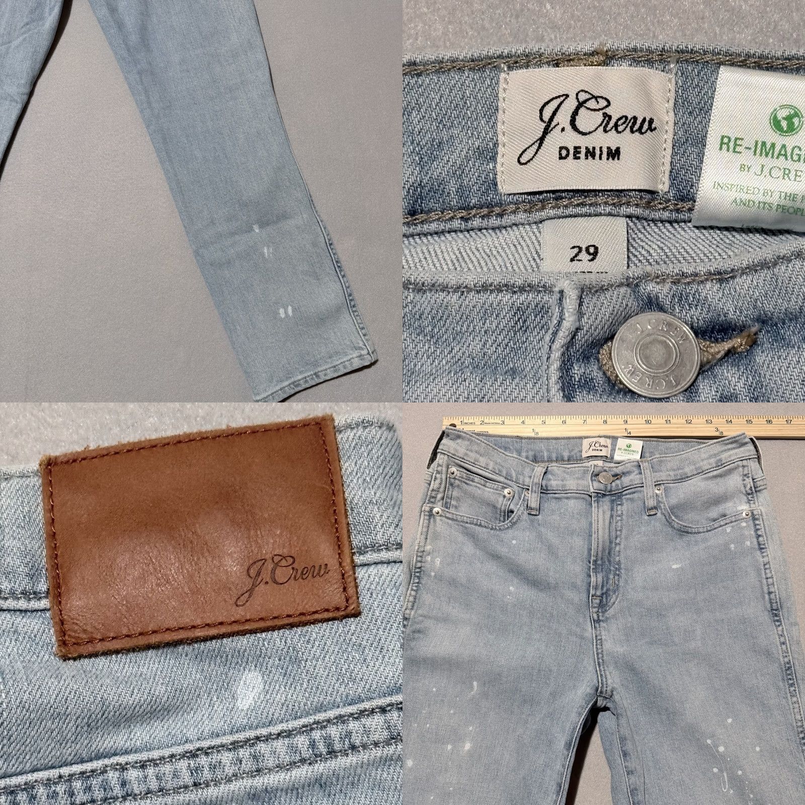 J.Crew J.Crew Jeans Women's Blue Paint Splatter Straight-Leg - 29 Size 29" - 8 Thumbnail