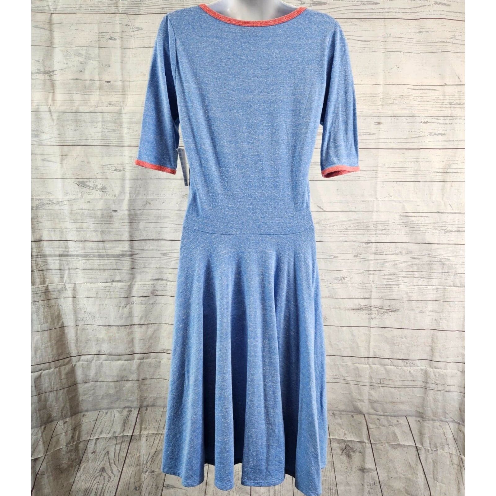 Vintage VINTAGE LuLaRoe Womens Nicole Dress Sz Medium Blue Red Scoop Neck Half Sleeves Size M / US 6-8 / IT 42-44 - 4 Thumbnail