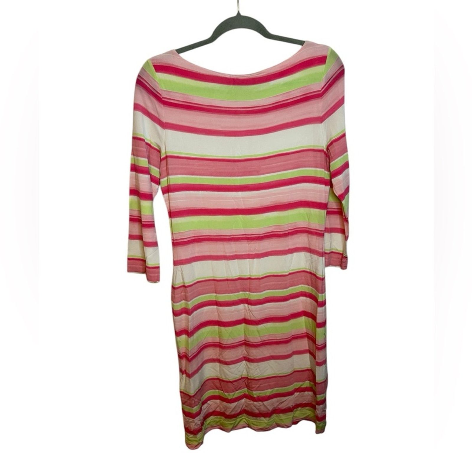 Brooks Brothers Brooks Brothers Pink & Green Striped Boatneck Dress Size S / US 4 / IT 40 - 2 Thumbnail