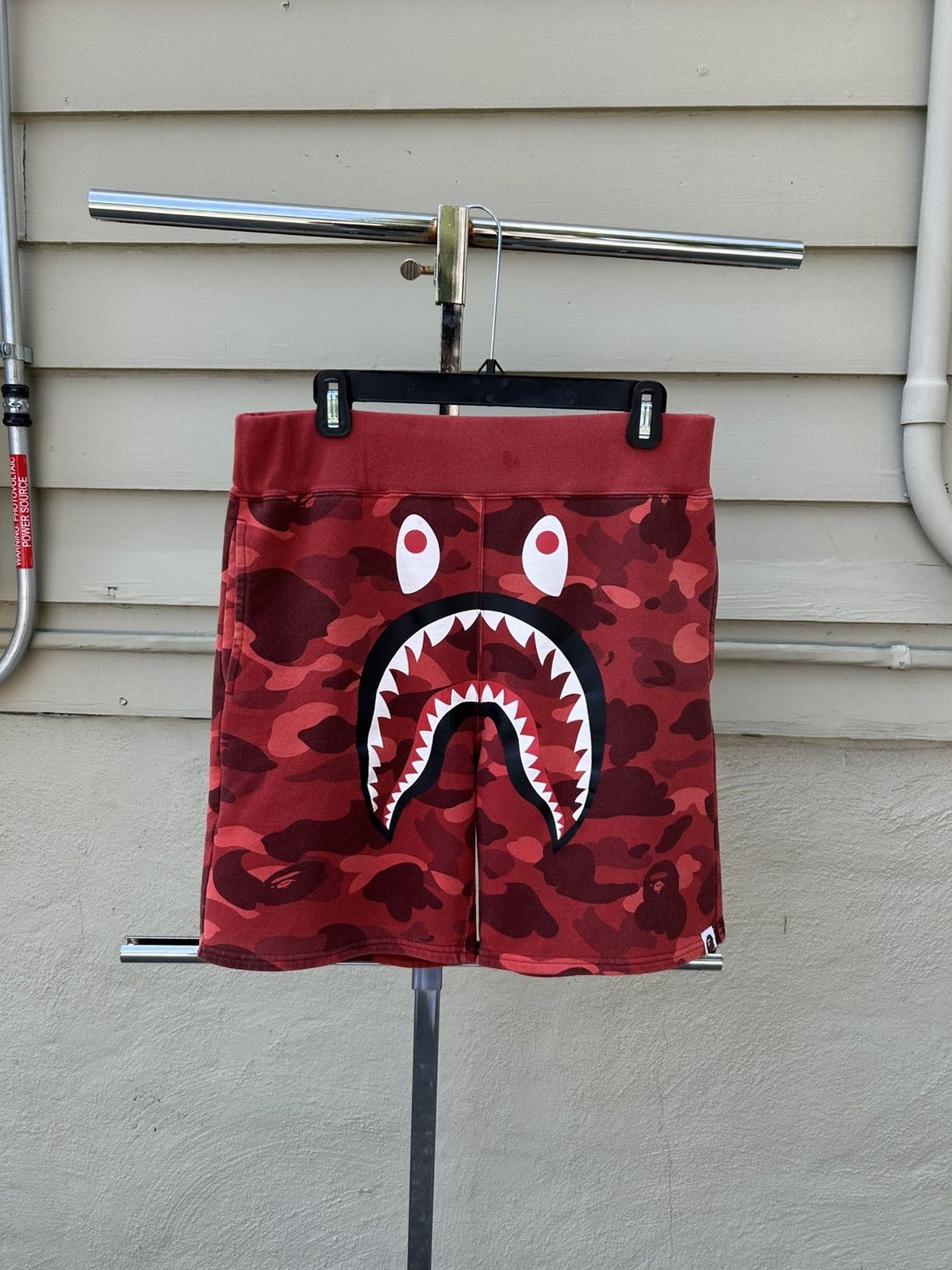 Bape red camo shark sweatshorts