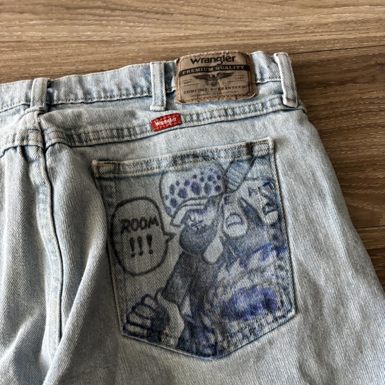 Japanese Brand Crazy Vintage Y2K/2000s Light Wash Custom Denim Jeans! 34x30 Size US 34 / EU 50 - 7 Thumbnail