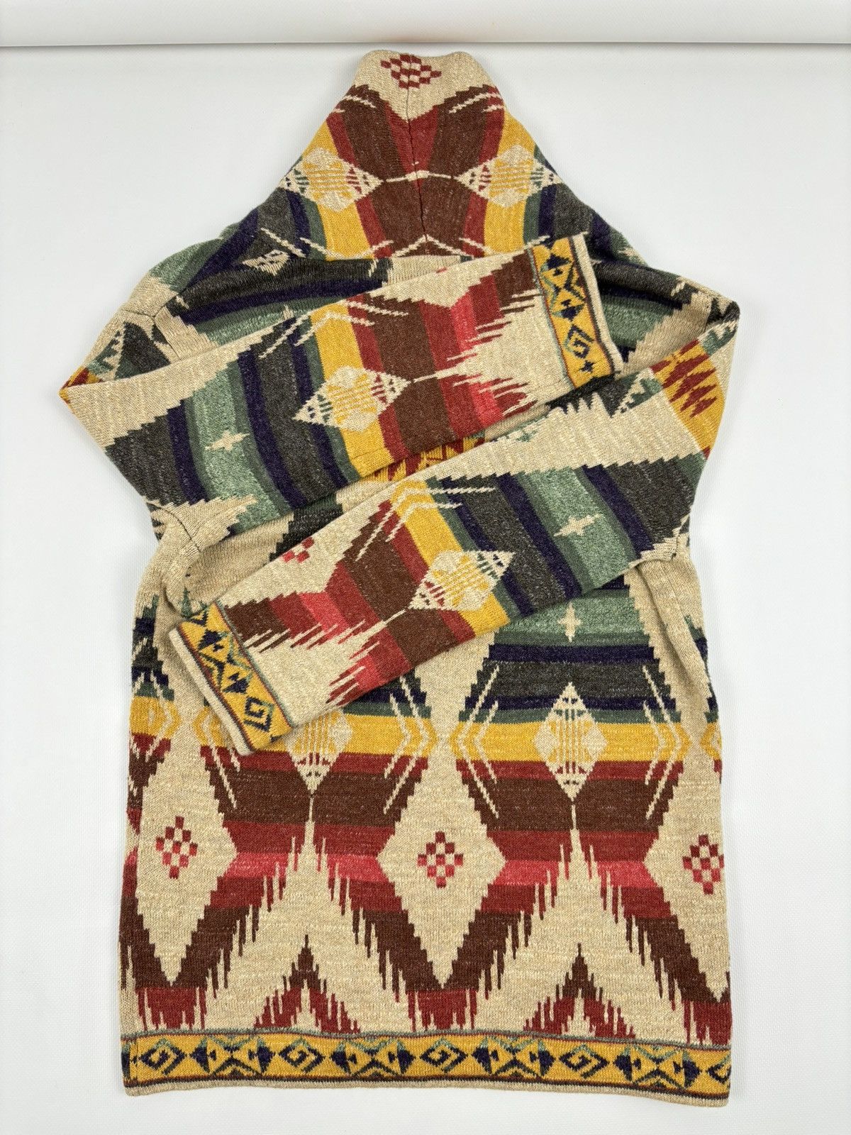 Denim & Supply Ralph Lauren × Polo Ralph Lauren × Ralph Lauren RARE Aztec Navajo Southwestern Shawl Tribal Cardigan Sweater Jacket Jumper Size S / US 4 / IT 40 - 15 Thumbnail