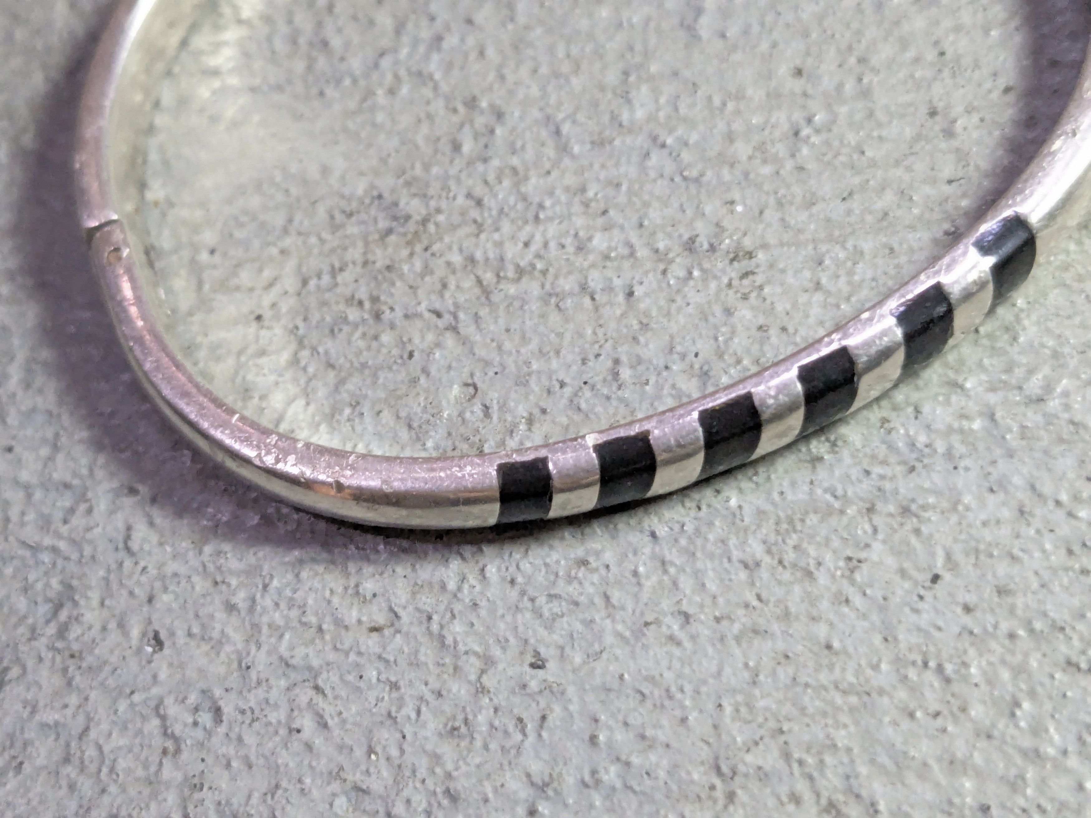 Jewelry Vintage Sterling Silver Bracelet Black Onyx Inlay Taxco Size ONE SIZE - 3 Thumbnail