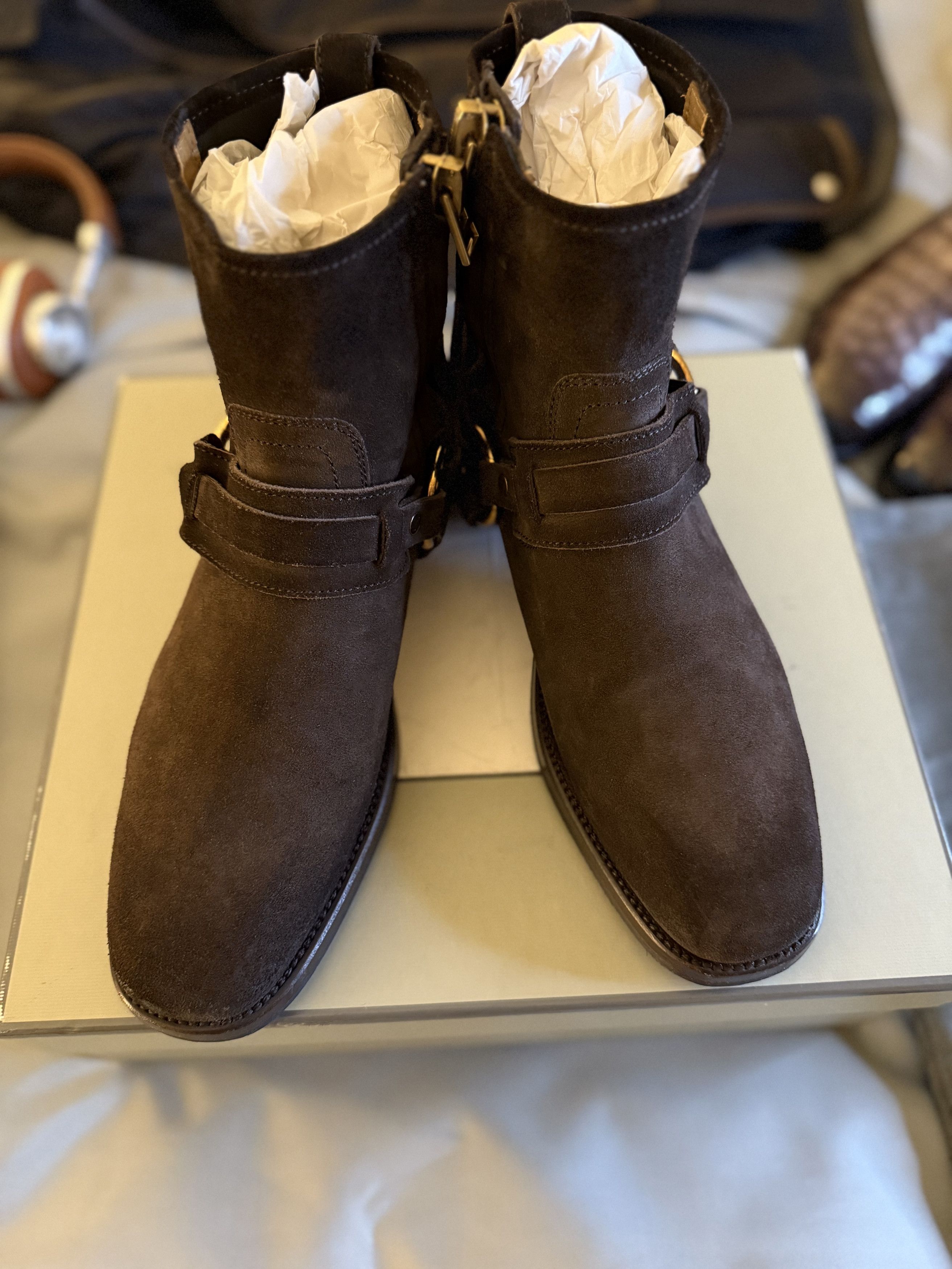 Tom Ford Best Dressed RARE $2,150 w/Tax TOM FORD Suede Harness Boots Size US 10.5 / EU 43-44 - 11 Thumbnail