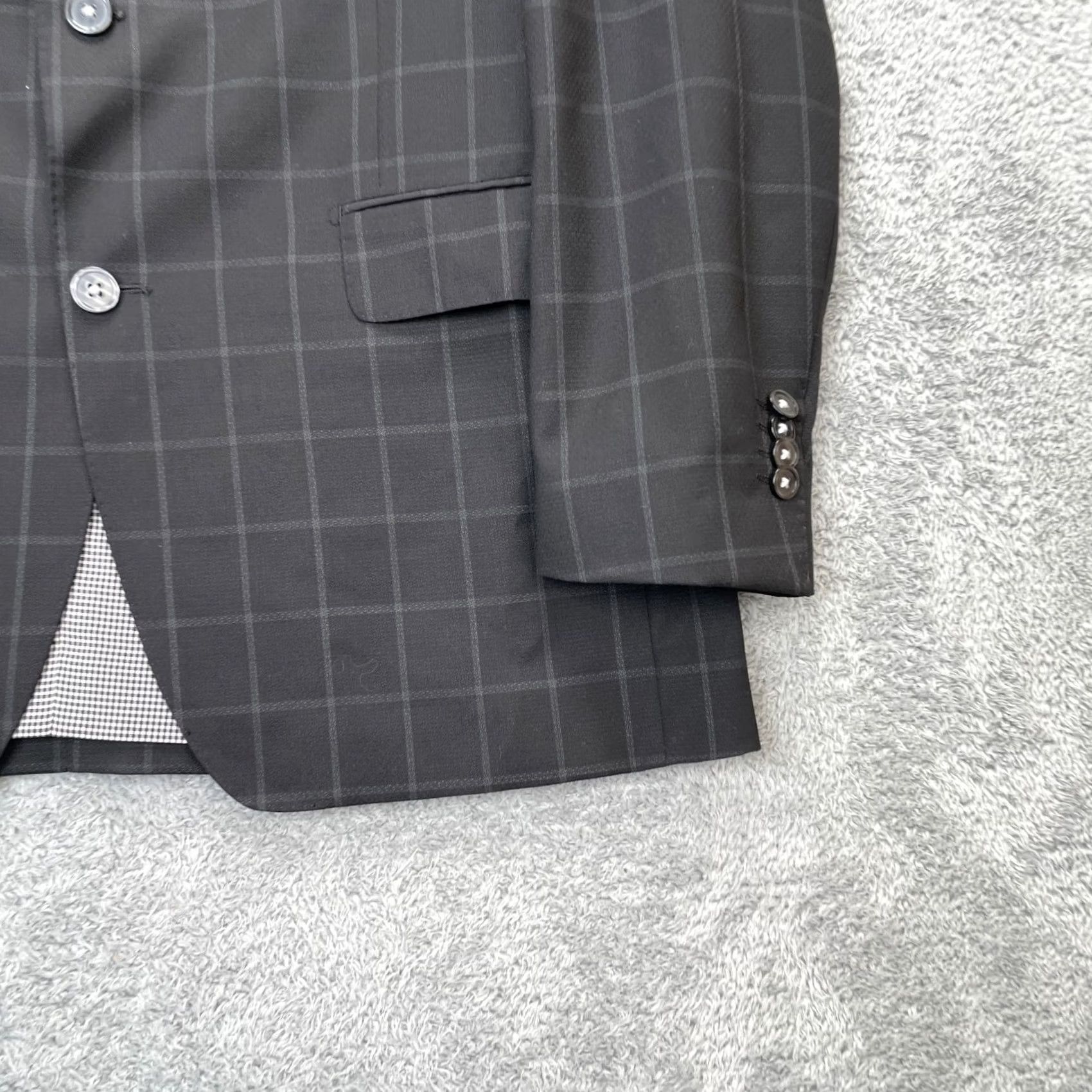 Vintage VINTAGE Paul Betenly Blazer Mens 40R Black Wool Notch Lapel Double-Vented 2-Button Front Coat Jacket Chelsea City Retro Modern Punk? Size 40R - 7 Thumbnail