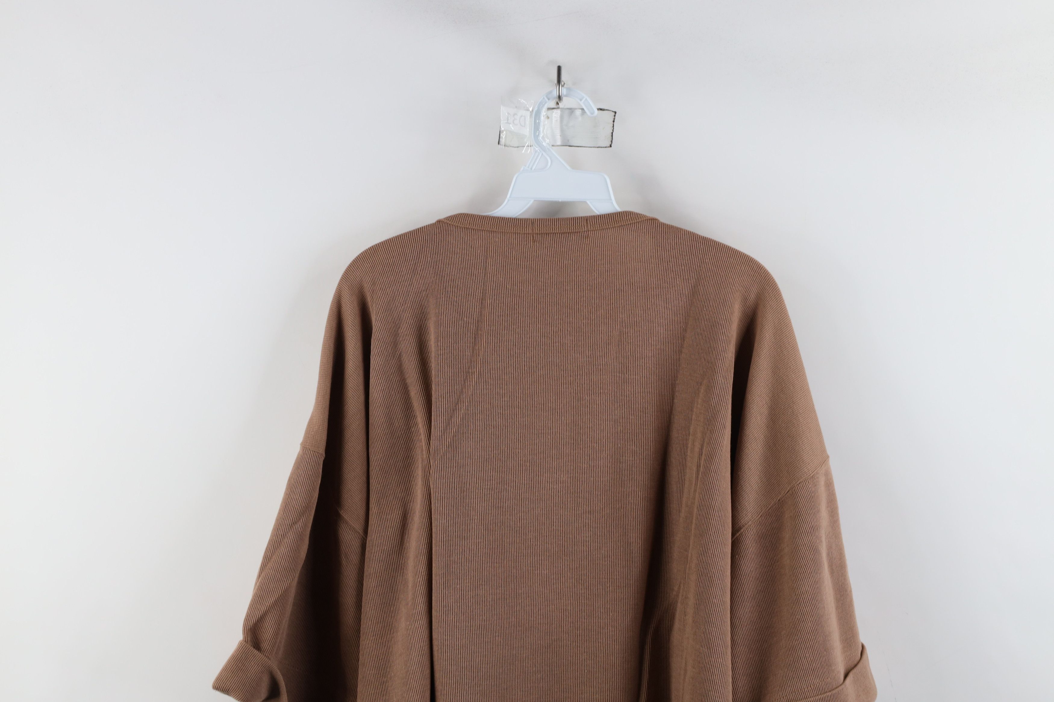 Express × Vintage Vintage 90s Express Baggy Thermal Ribbed Knit T-Shirt Brown Size L / US 10 / IT 46 - 11 Thumbnail