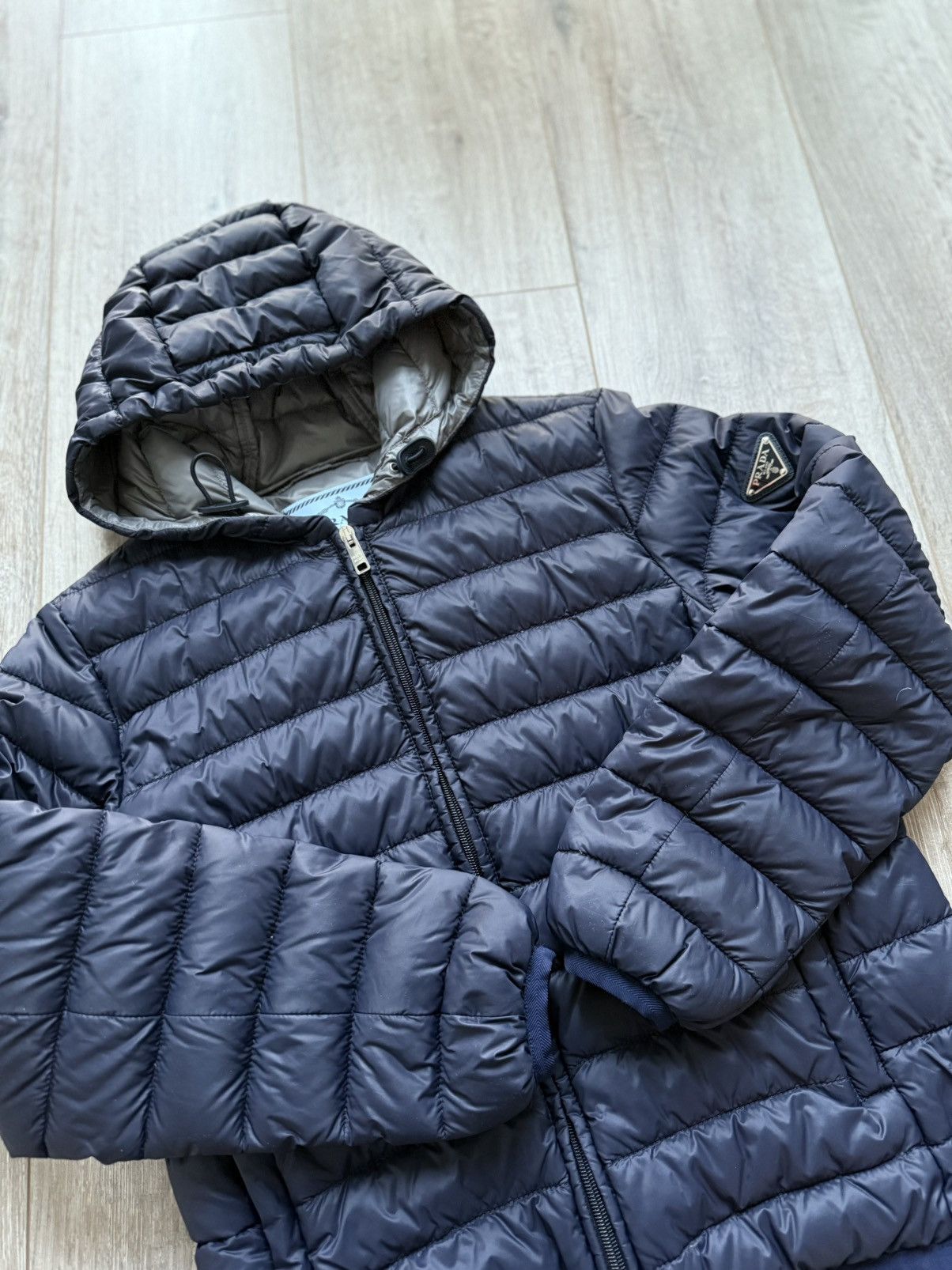 Prada Prada Nylon Hooded Blue Down Badge Triangle Logo Jacket Size XS / US 0-2 / IT 36-38 - 11 Thumbnail