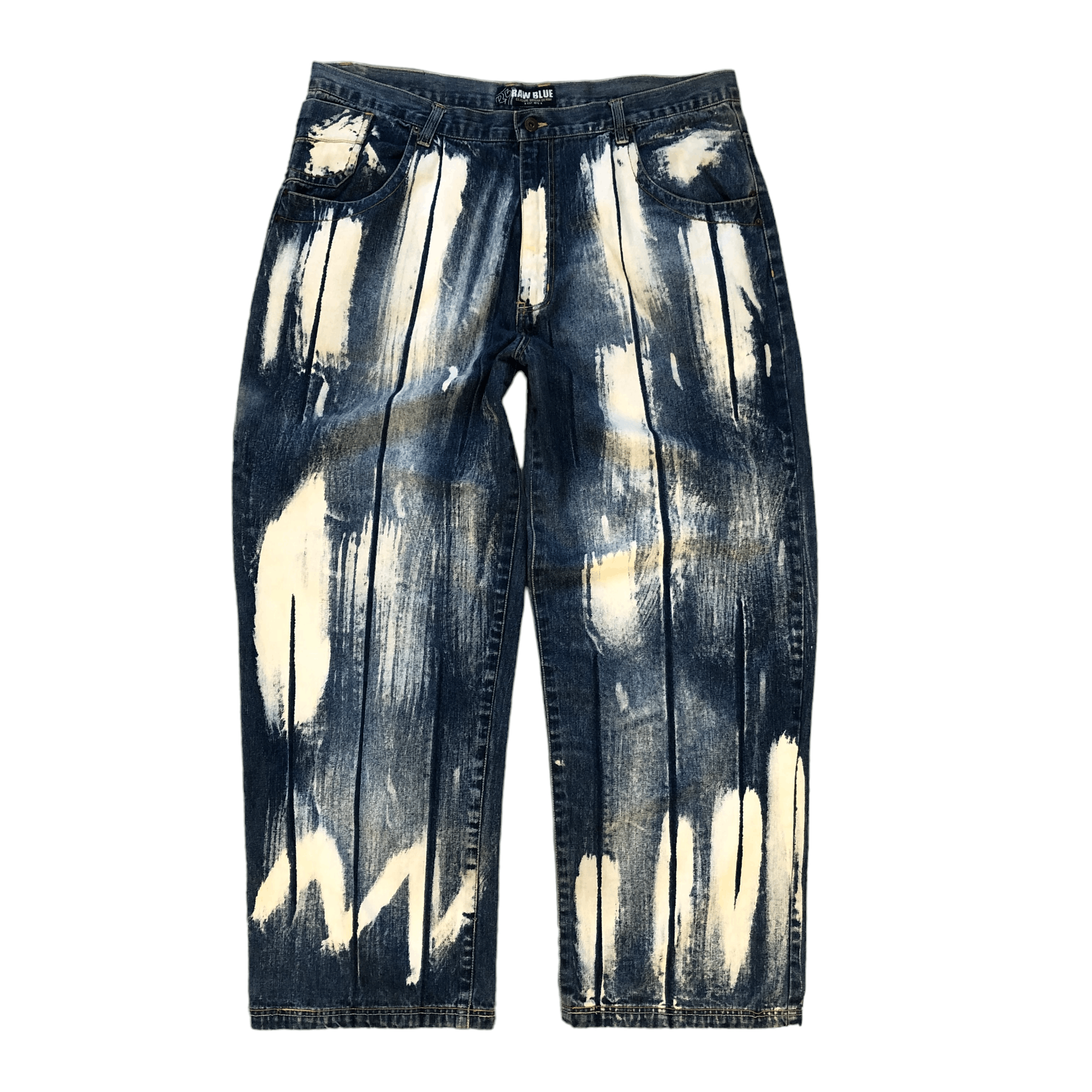 image of Vintage Raw Blue Baggy Jeans Painter Design Denim Pant 5972-216, Men's (Size 41)