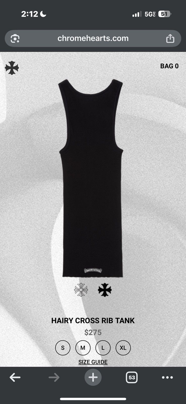 トップス chrome hearts HAIRY CROSS RIB TANK L Chrome Hearts Hairy