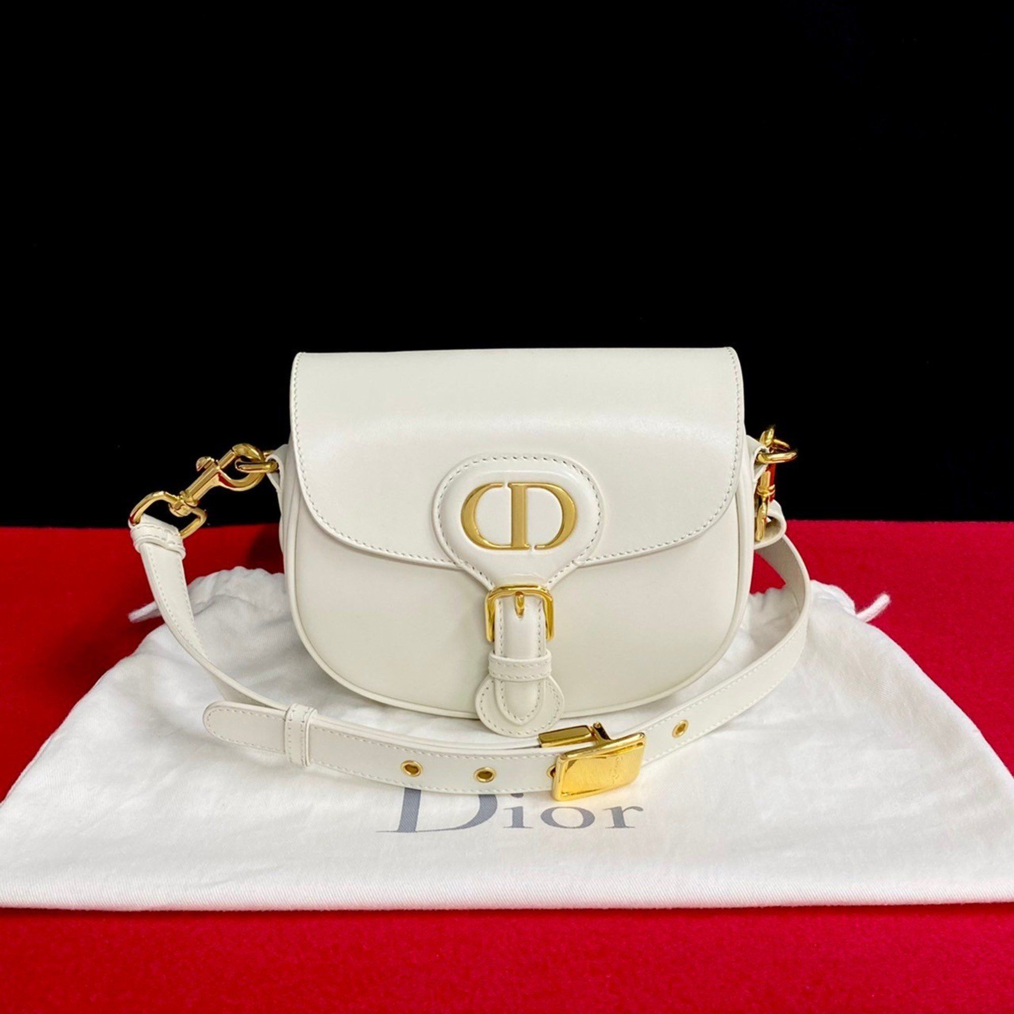 image of Christian Dior Bobby Small Cd Hardware Box Calf Leather Shoulder Bag White 10920, Women's