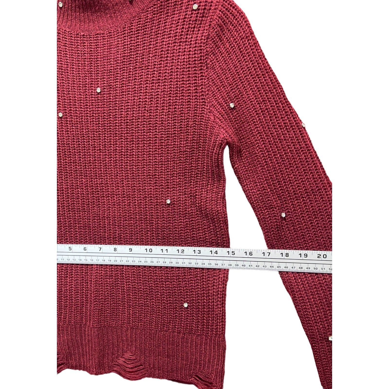 Other FCT With Love - Women's Crochet Long Sleeve Blouse - Burgund Size M / US 6-8 / IT 42-44 - 4 Thumbnail