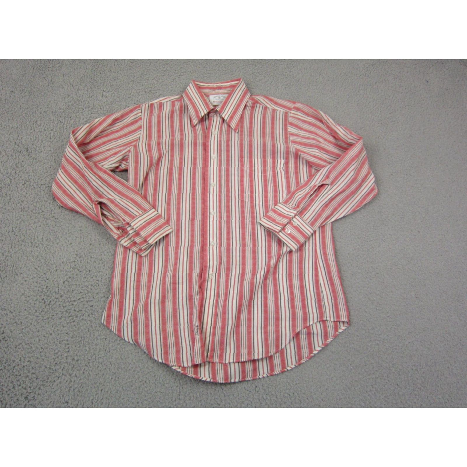Vintage VINTAGE Alumni Club Shirt Mens 15.5 Red Striped Button-Up Collared Long Sleeve Casual Business Cotton Polyester All Seasons Pockets Made in USA Size US L / EU 52-54 / 3 - 2 Thumbnail