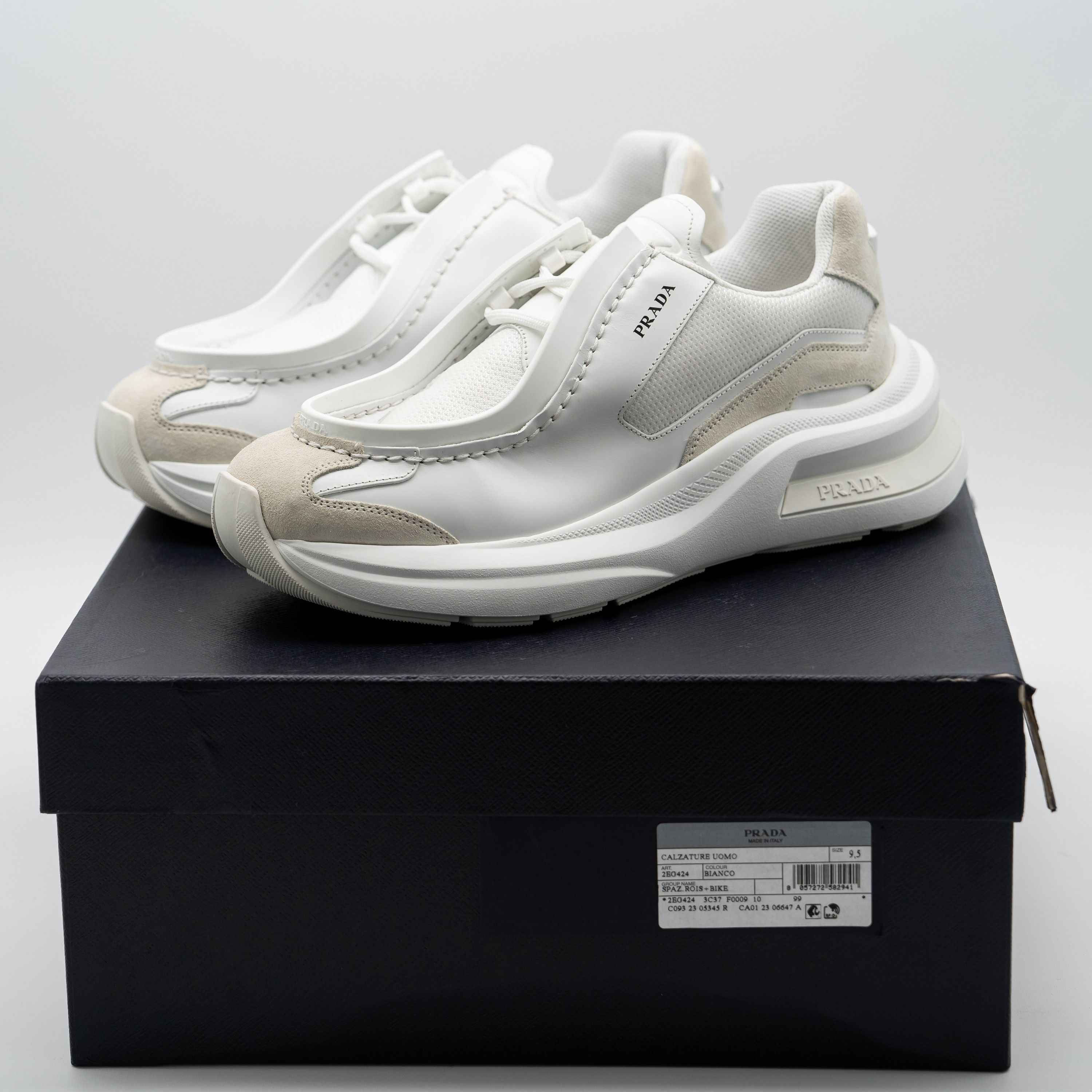 Prada 9.5uk 10.5 US Prada Systeme Leather Sneakers White Size US 10.5 / EU 43-44 - 13 Thumbnail