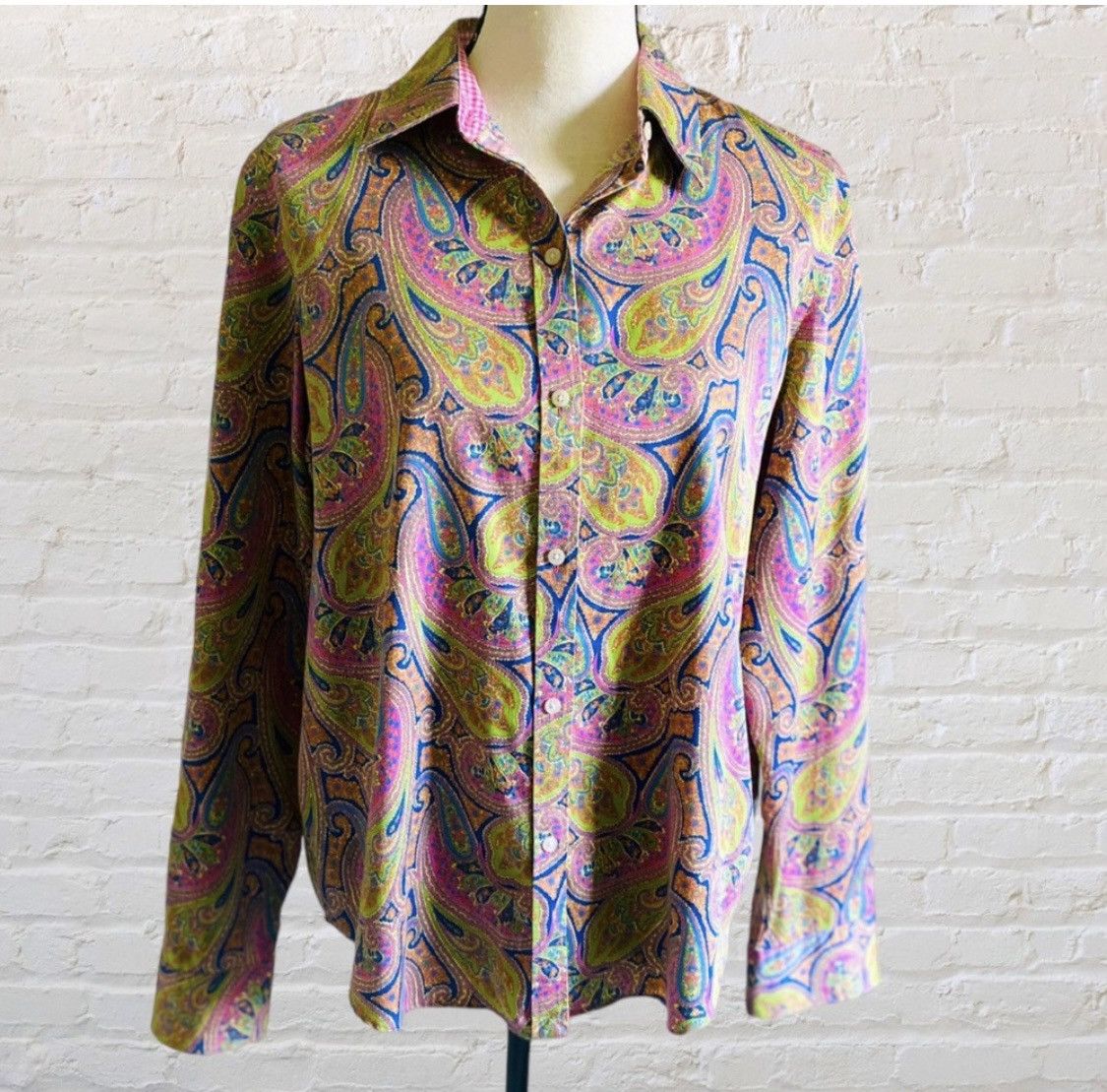 Chaps Ralph Lauren RALPH LAUREN CHAPS PAISLEY FLIP CUFF BUTTON UP BLOUSE SZ L Size L / US 10 / IT 46 - 1 Thumbnail