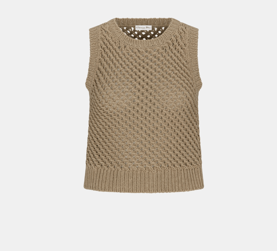 image of Dior O1W1Db10224 Sleeveless Short Sweater In Beige, Women's (Size XS)