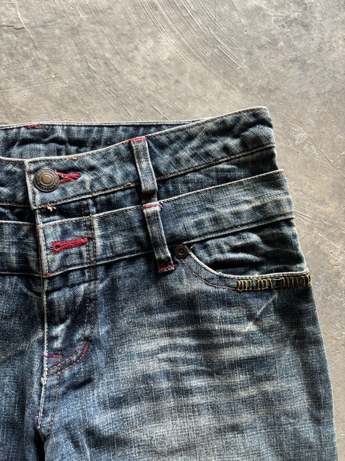 If Six Was Nine CRAZY DOUBLE WAIST JAPANESE DENIM WITH SIDE SKULL EMBROIDERY Size US 32 / EU 48 - 9 Thumbnail