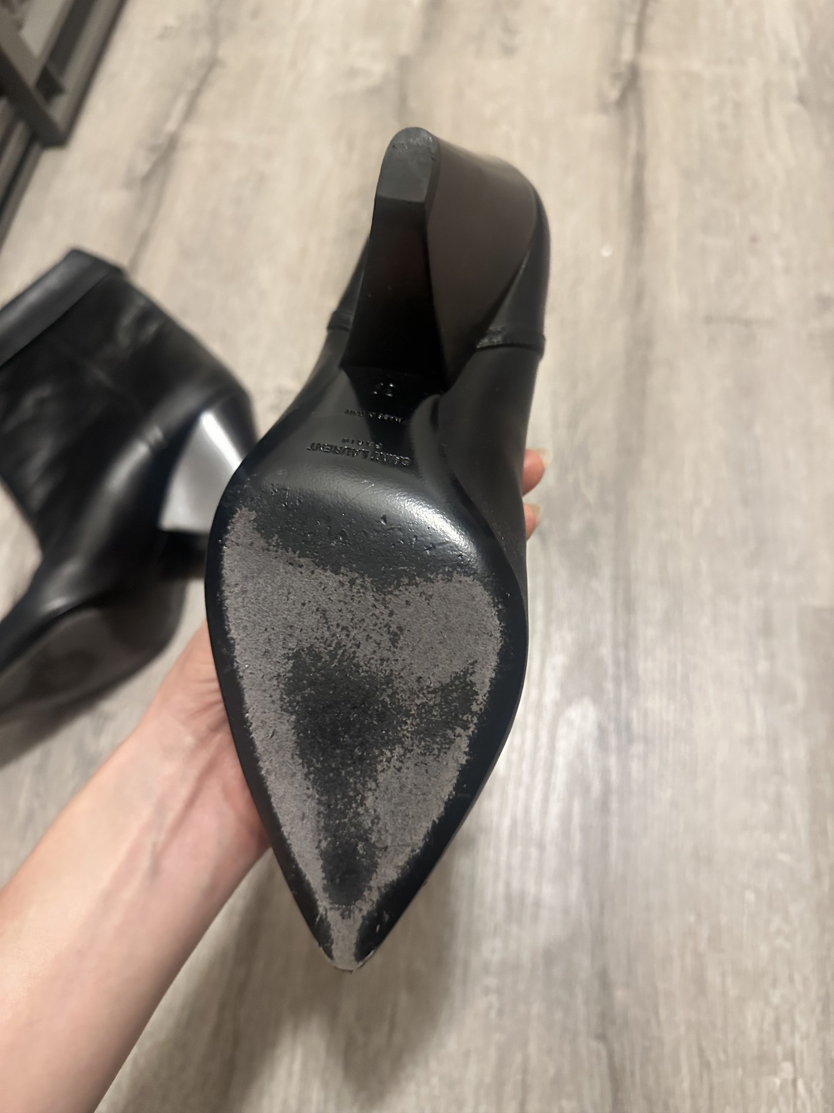 Yves Saint Laurent SAINT LAURENT Niki Booties Black Heeled Calfskin Leather Size US 8 / IT 38 - 6 Thumbnail