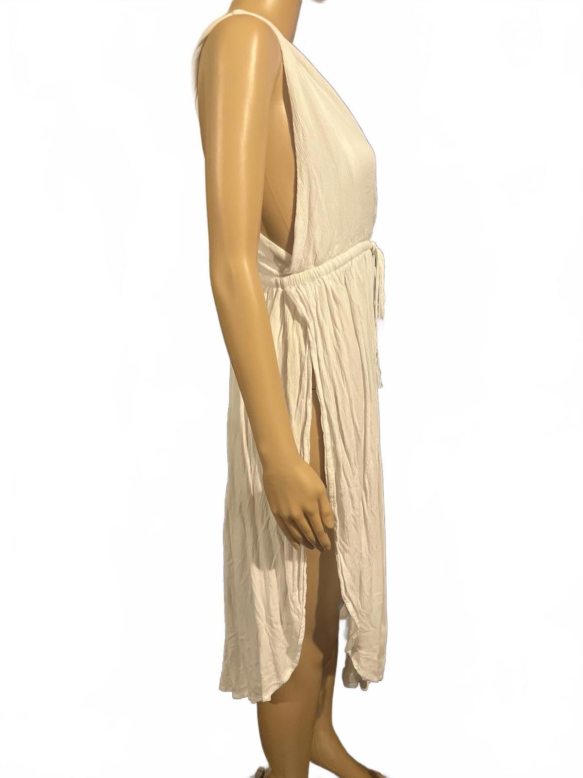 Lulus Lulu's White Sleeveless V-Neck Wrap Dress Drawstring Waist S Size S / US 4 / IT 40 - 4 Thumbnail