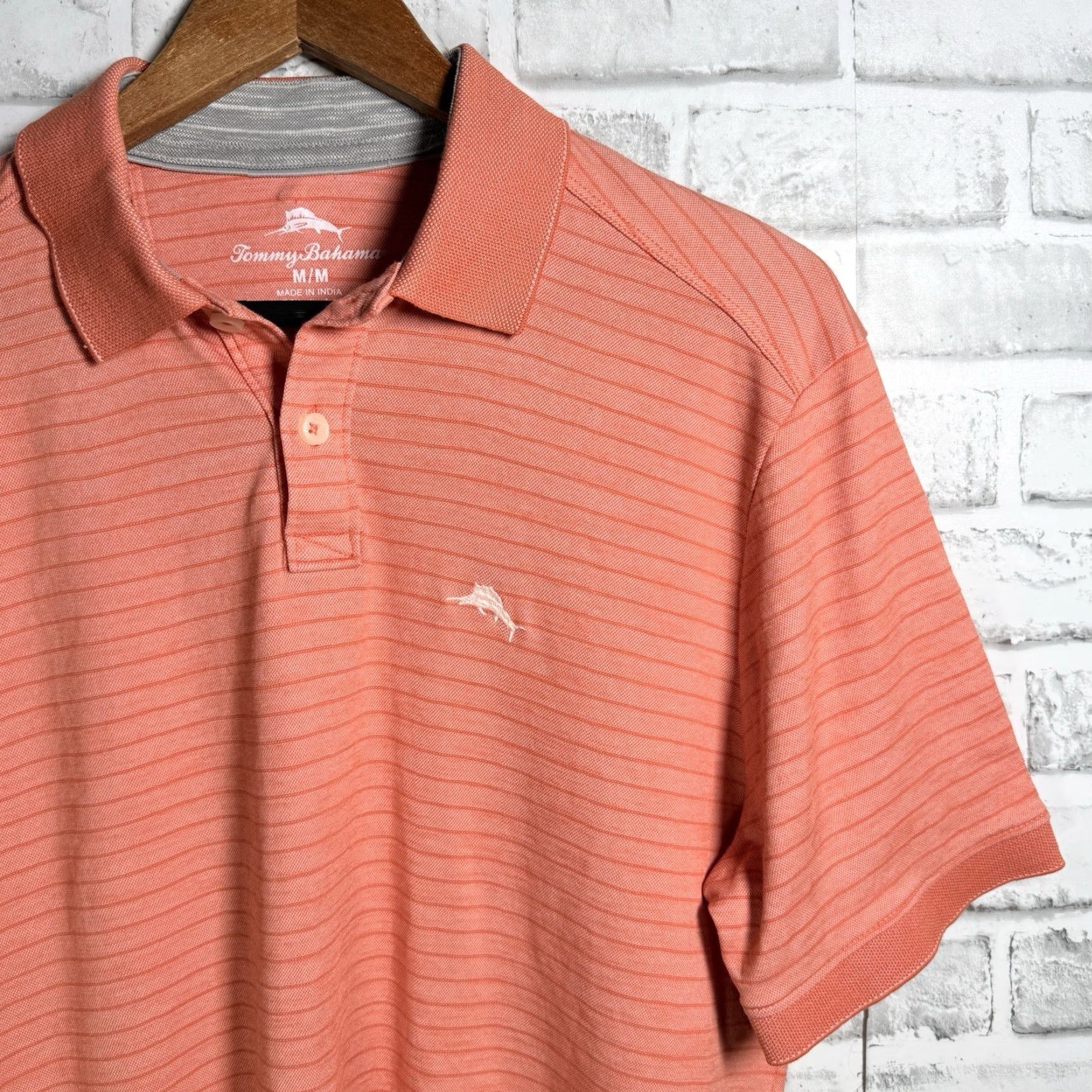 Tommy Bahama VINTAGE Tommy Bahama Polo Shirt Mens M Orange Striped Casual Polo Shirt Men M Orange Striped 90s? Size US M / EU 48-50 / 2 - 2 Thumbnail