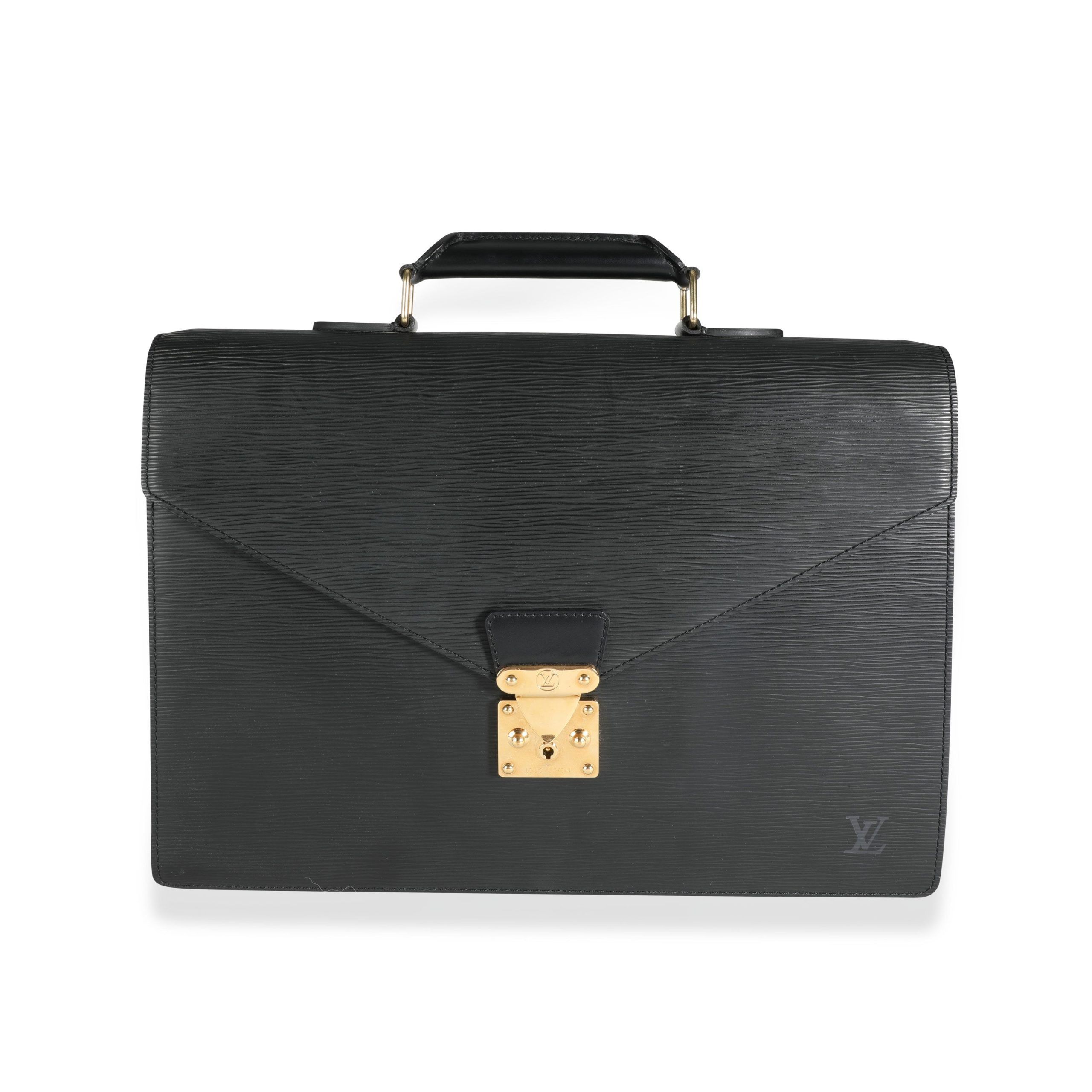 image of Louis Vuitton Noir Epi Leather Serviette Conseiller Briefcase in Black, Women's