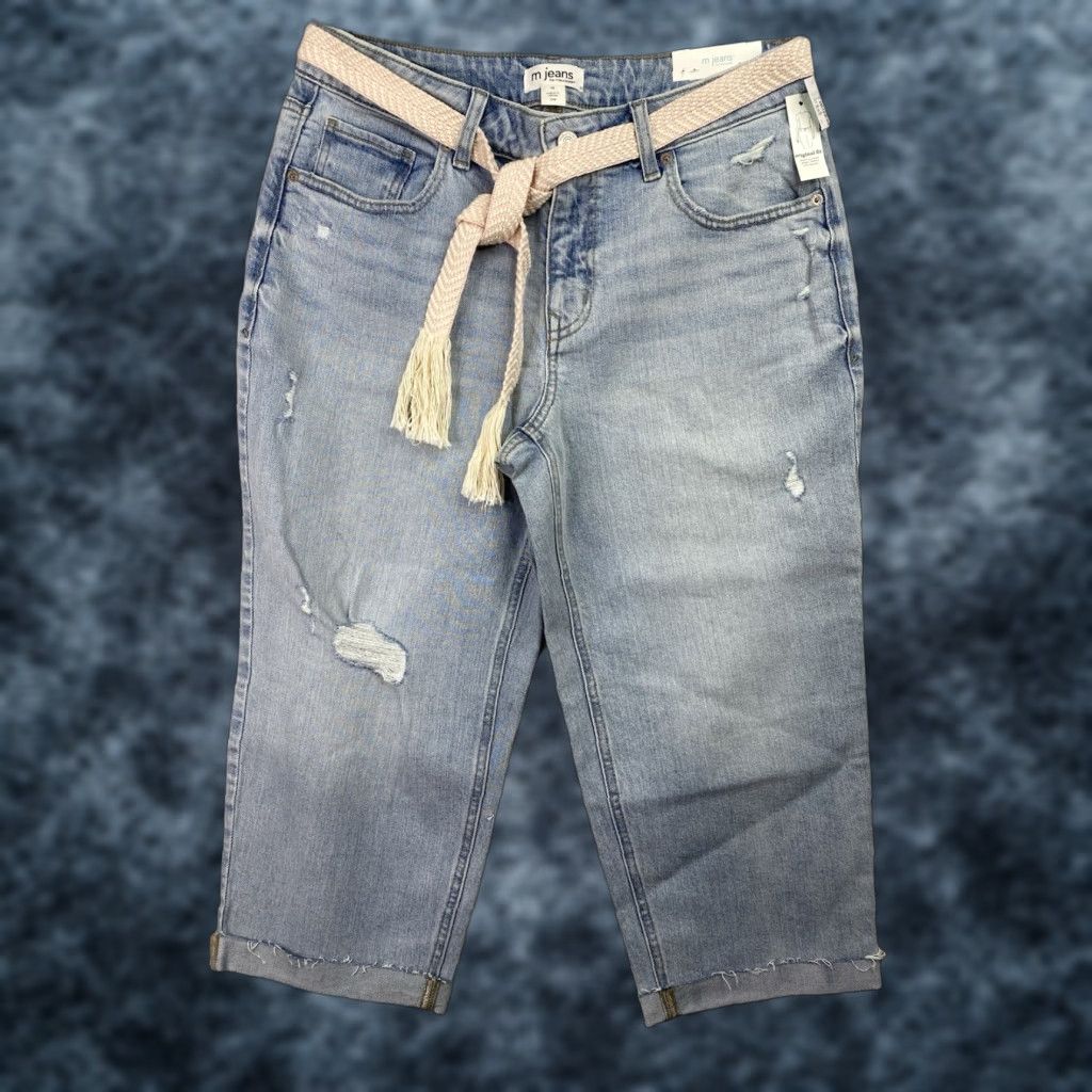 Vintage Maurices Jeans NWT 12 Straight Crop Original Fit Mid Rise Stretch Blue Denim Women 5-Pocket Cropped Size 34" / US 12 / IT 48 - 1 Thumbnail